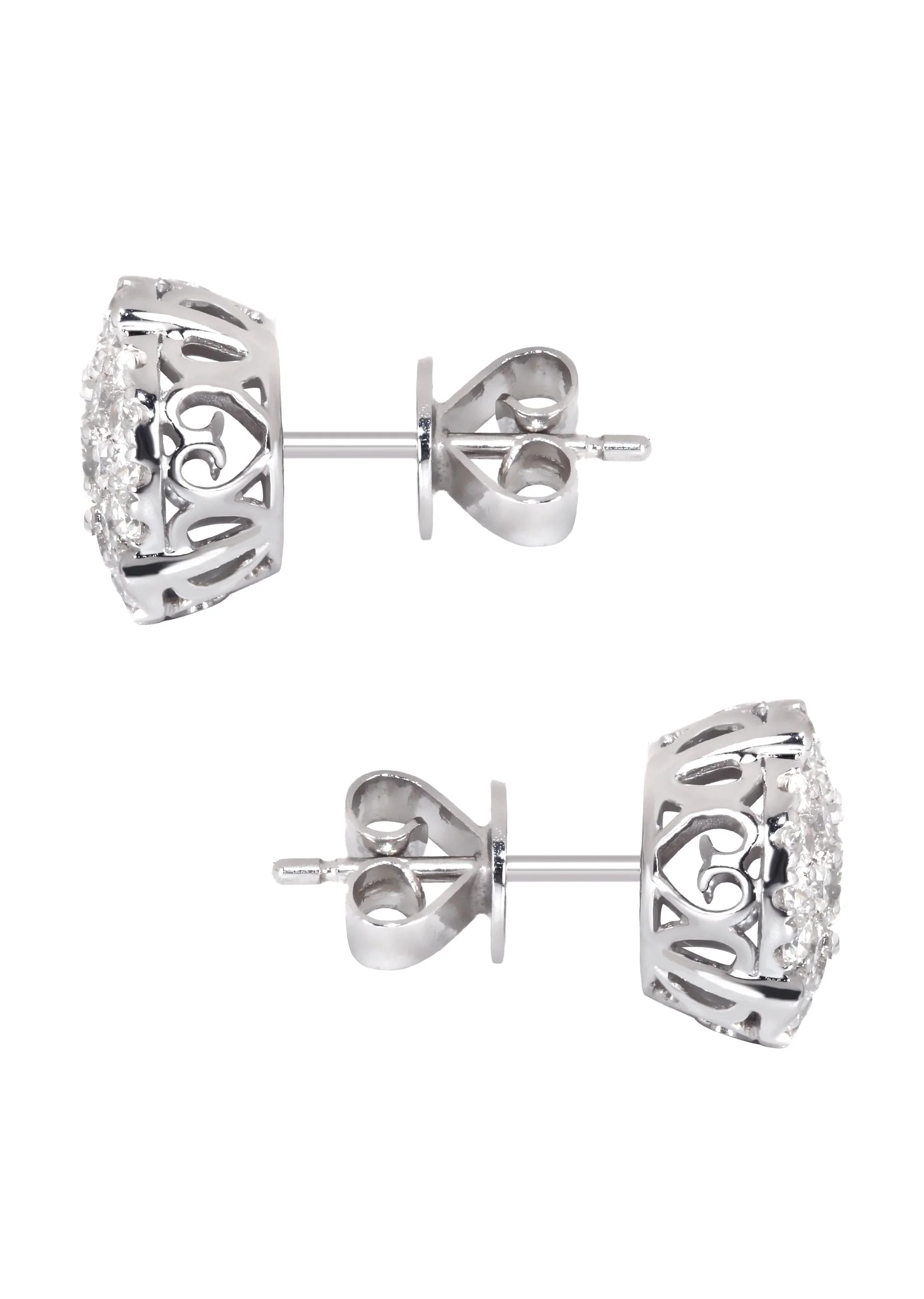 Mens Stud Diamond Earrings | 1.38 Carats 14K White Gold - Image 3
