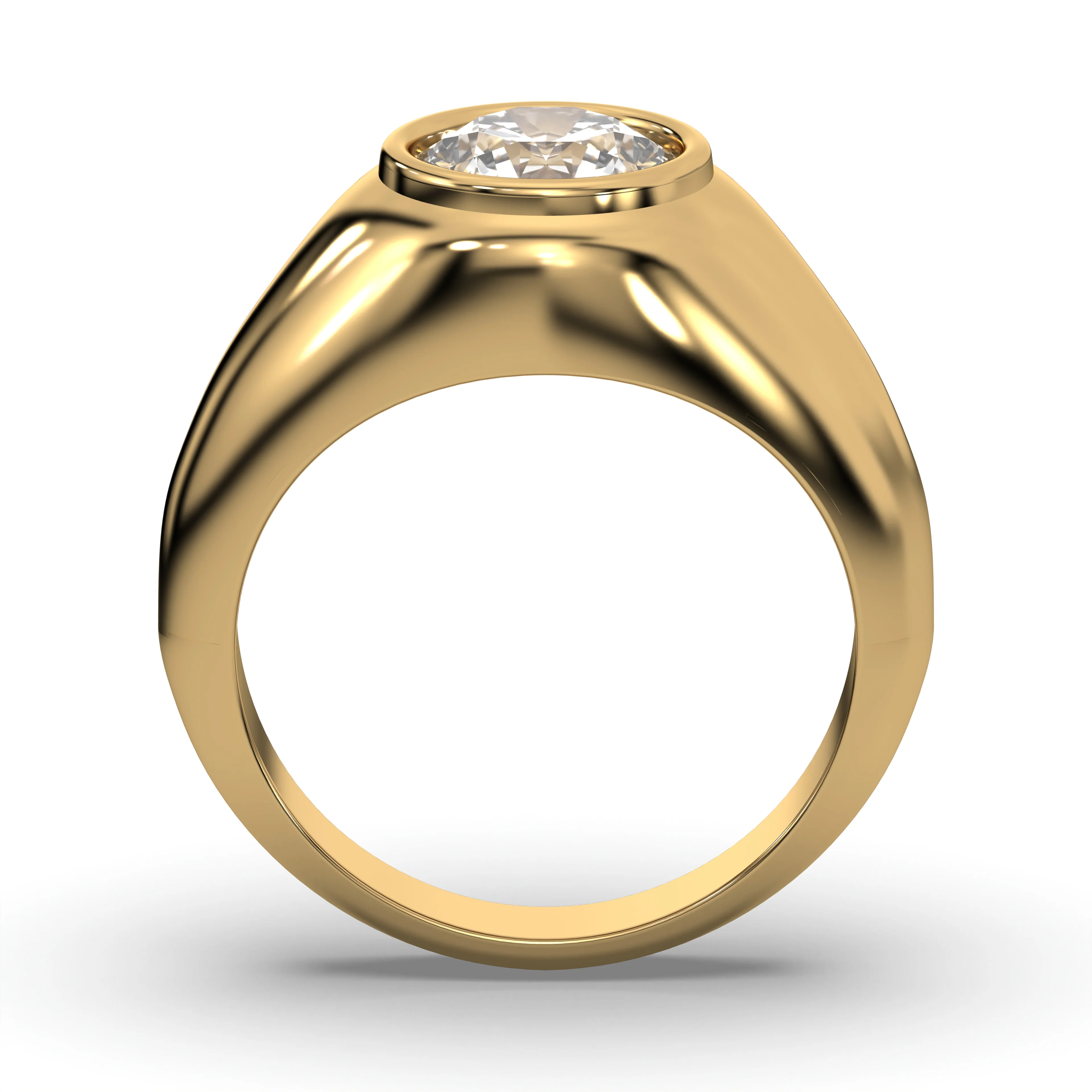 Men's Jewelry - Men's VVS Lab Diamond Round Brilliant Cut Solitaire Engagement Ring | Yellow Gold - Image 3