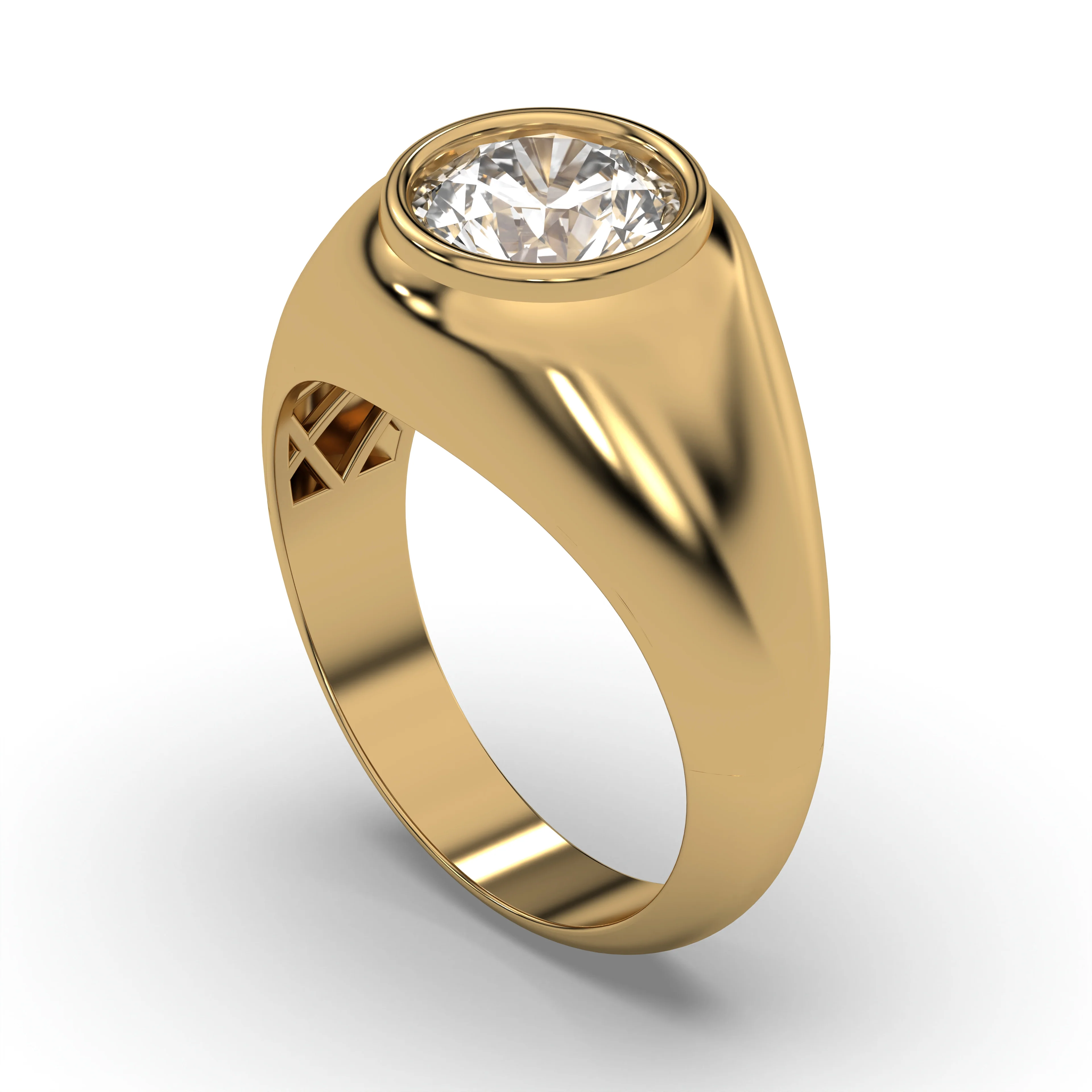 Men's Jewelry - Men's VVS Lab Diamond Round Brilliant Cut Solitaire Engagement Ring | Yellow Gold - Image 4