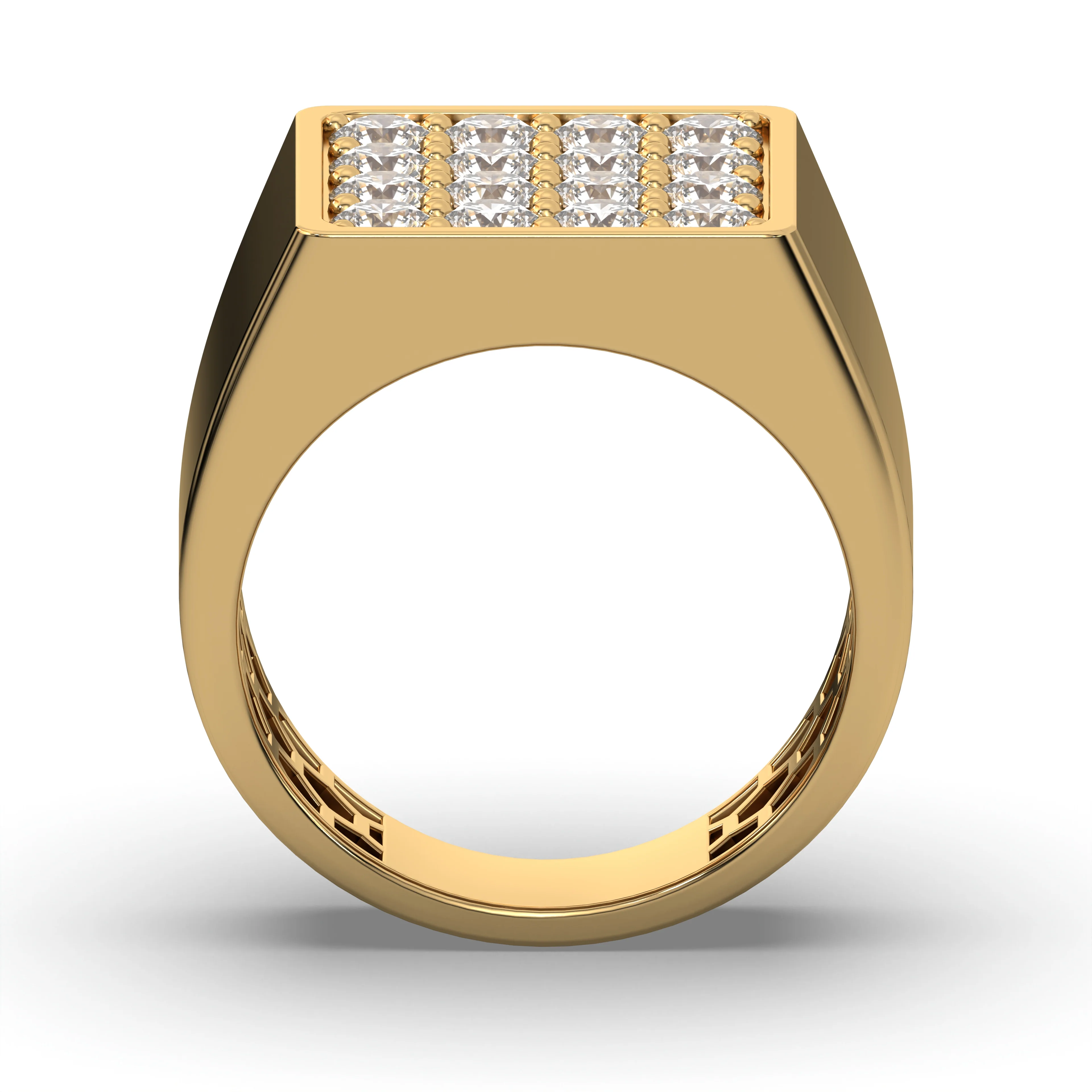 Men's Jewelry - Men's VVS Lab Diamond Square Diamond Ring | Yellow Gold - Image 3