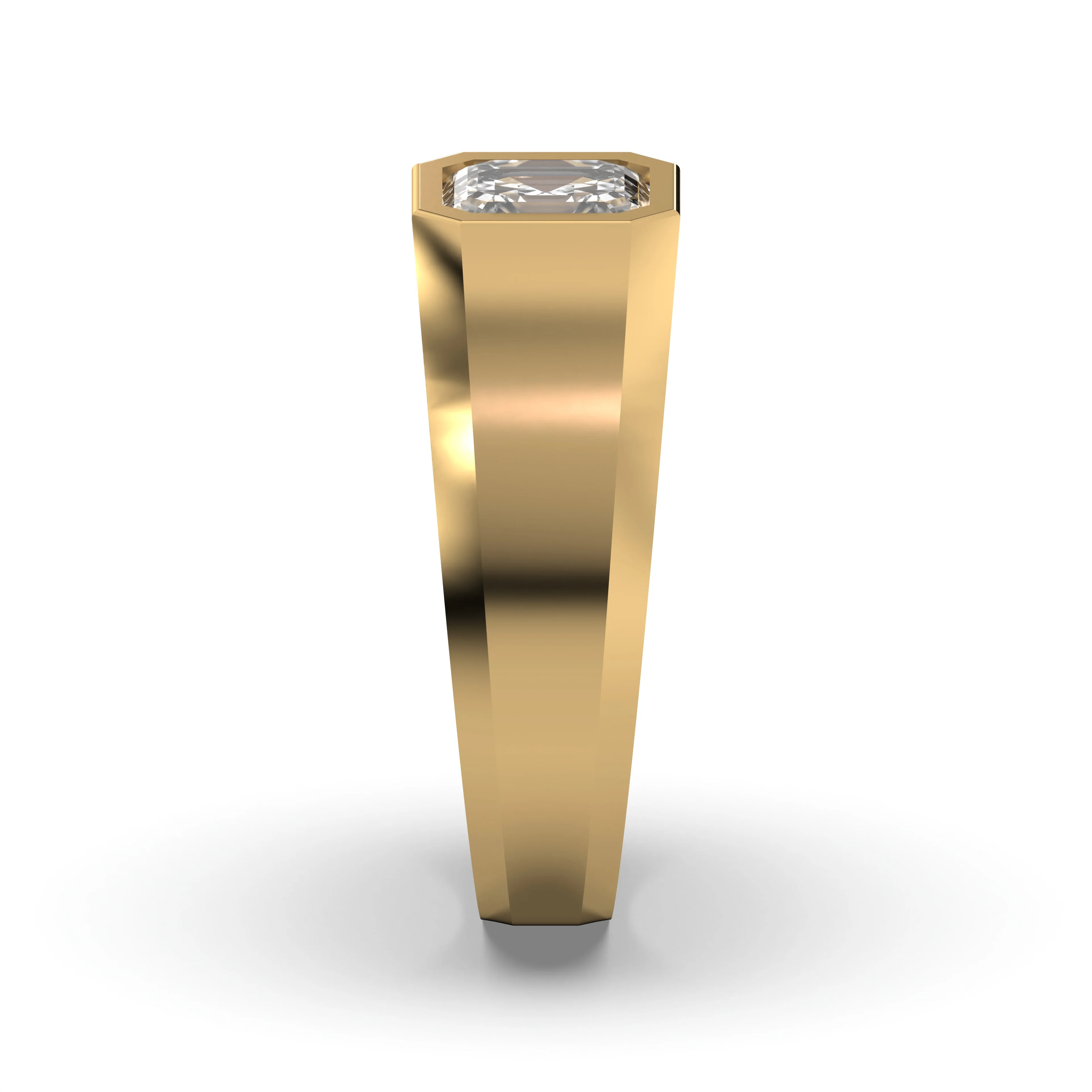 Men's Jewelry - Men's VVS Lab Diamond Asher Cut Solitaire Engagement Ring | Yellow Gold - Image 3