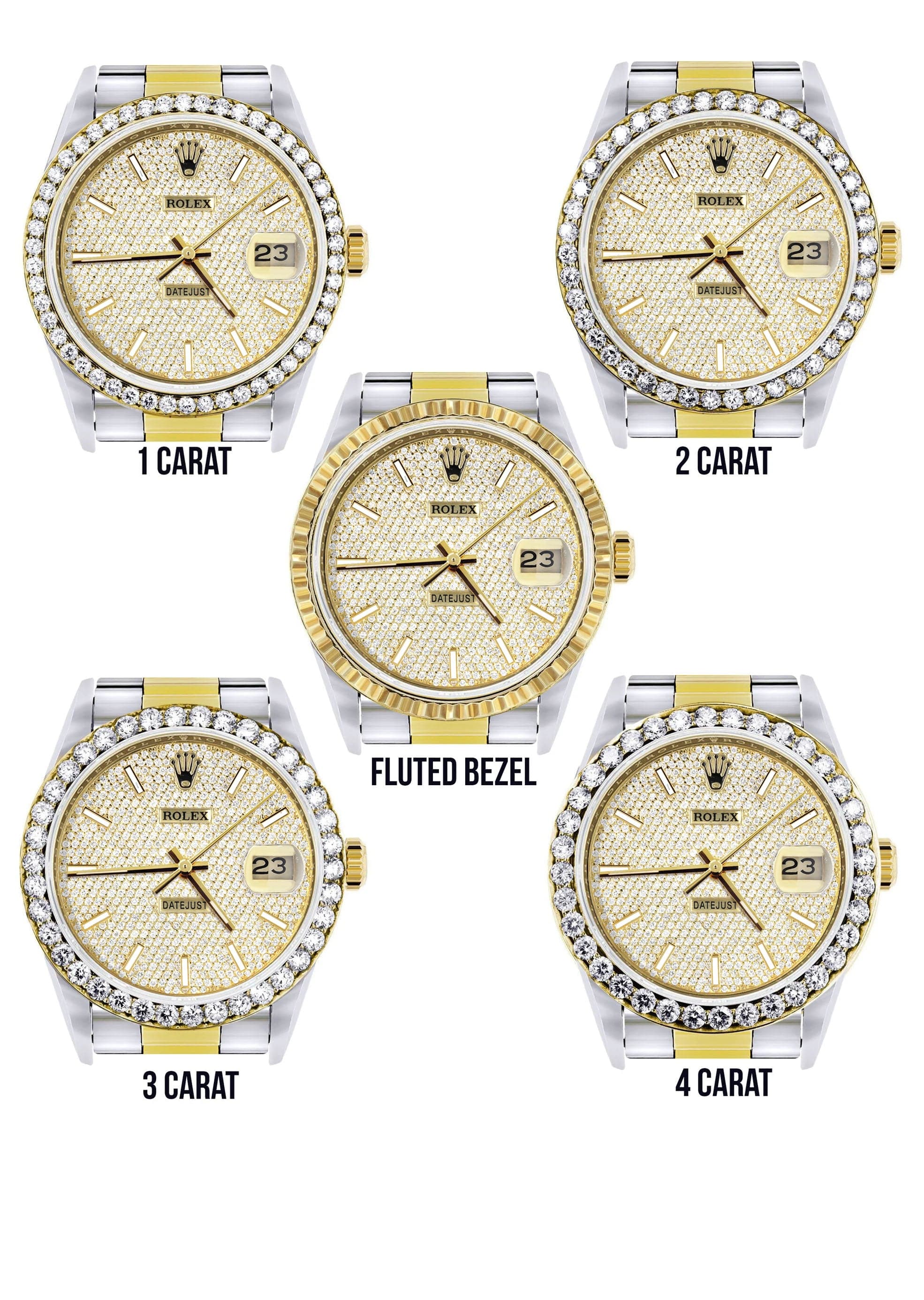 Diamond Gold Rolex Watch For Men 16233 | 36 MM | Full Diamond Dial | Oyster Band - Image 3