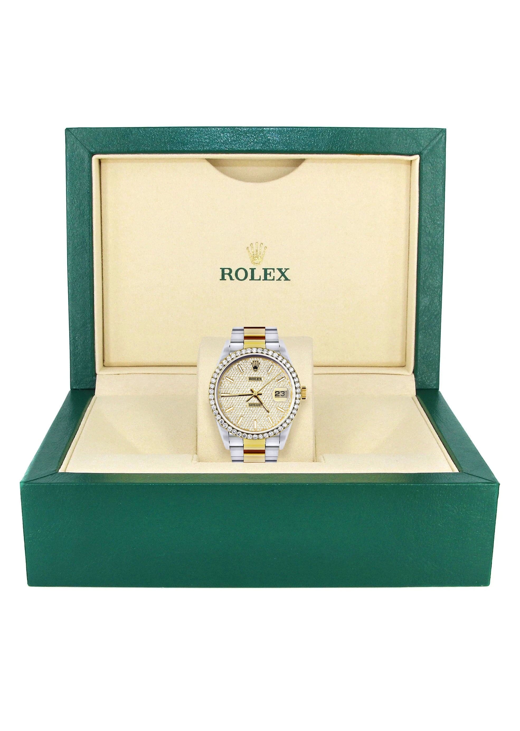 Diamond Gold Rolex Watch For Men 16233 | 36 MM | Full Diamond Dial | Oyster Band - Image 7