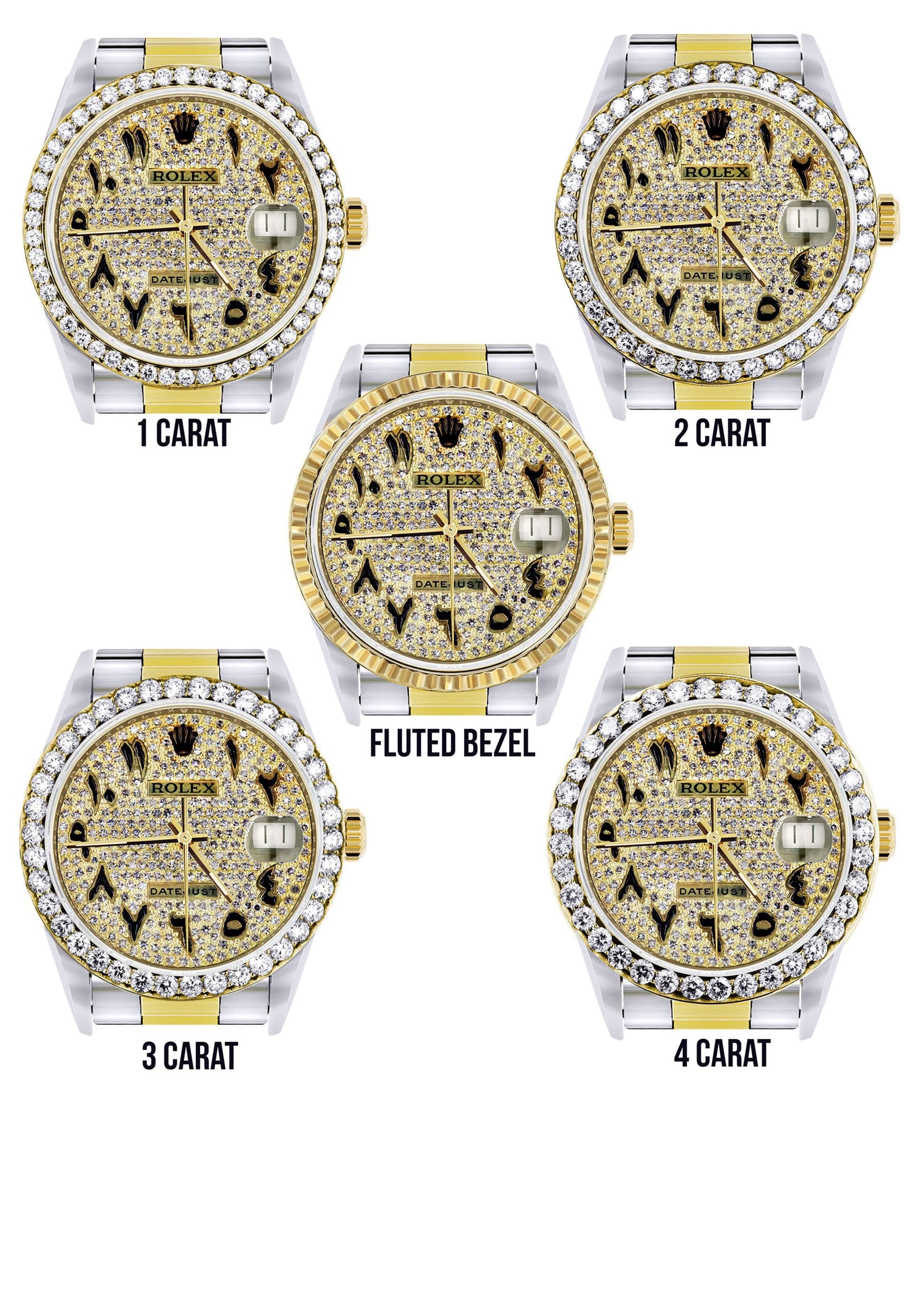 Diamond Gold Rolex Watch For Men 16233 | 36Mm | Black Arabic Full Diamond Dial | Oyster Band - Image 3
