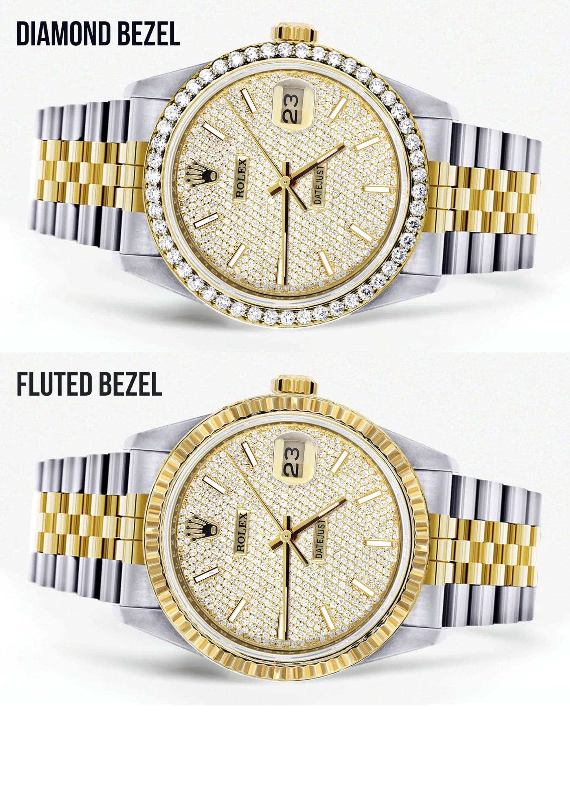 Diamond Gold Rolex Watch For Men 16233 | 36MM | Full Diamond Dial | Jubilee Band - Image 2