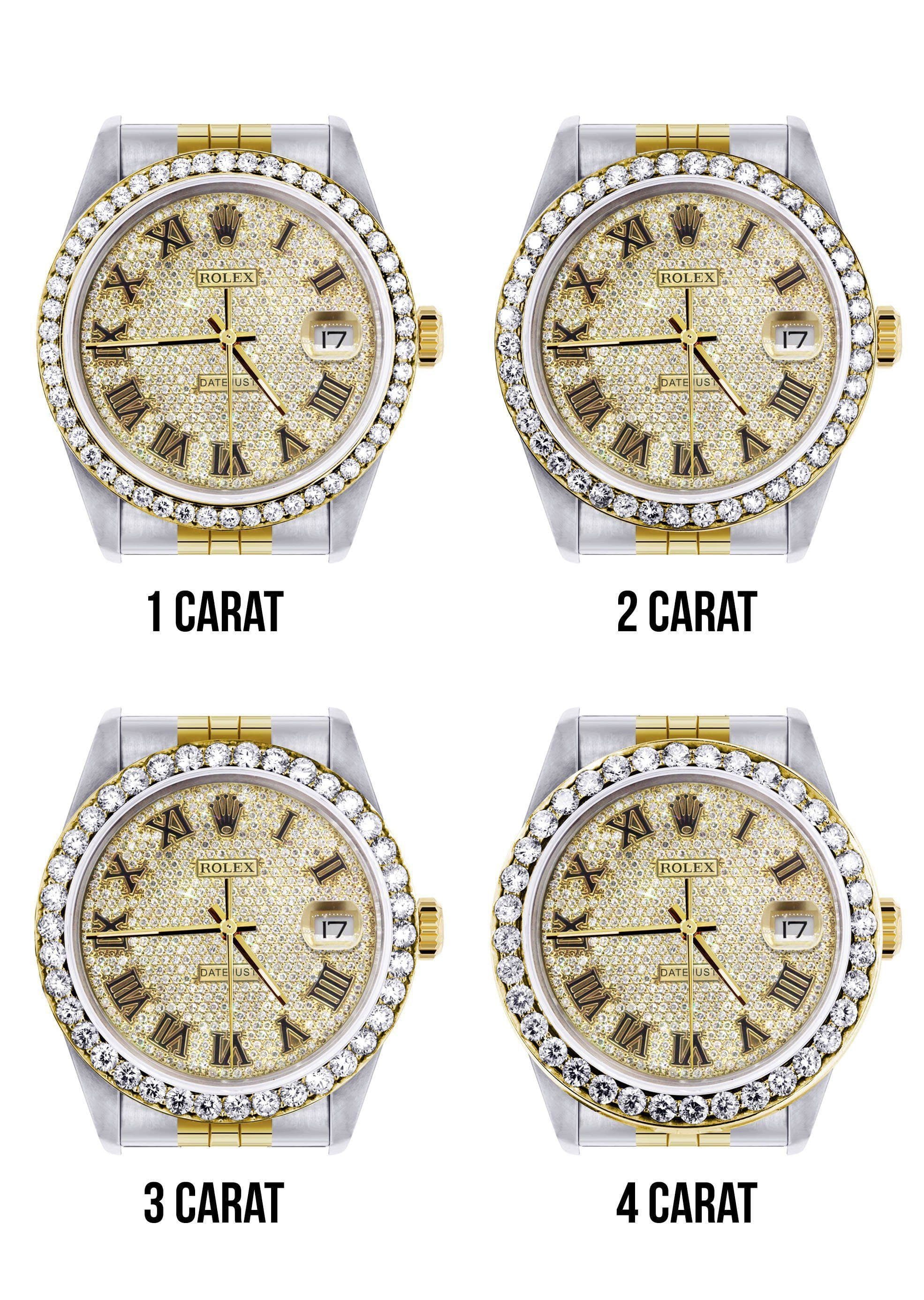 116233 | Hidden Clasp | Diamond Gold Rolex Watch For Men | 36MM | Full Diamond Roman Dial | Jubilee Band - Image 7