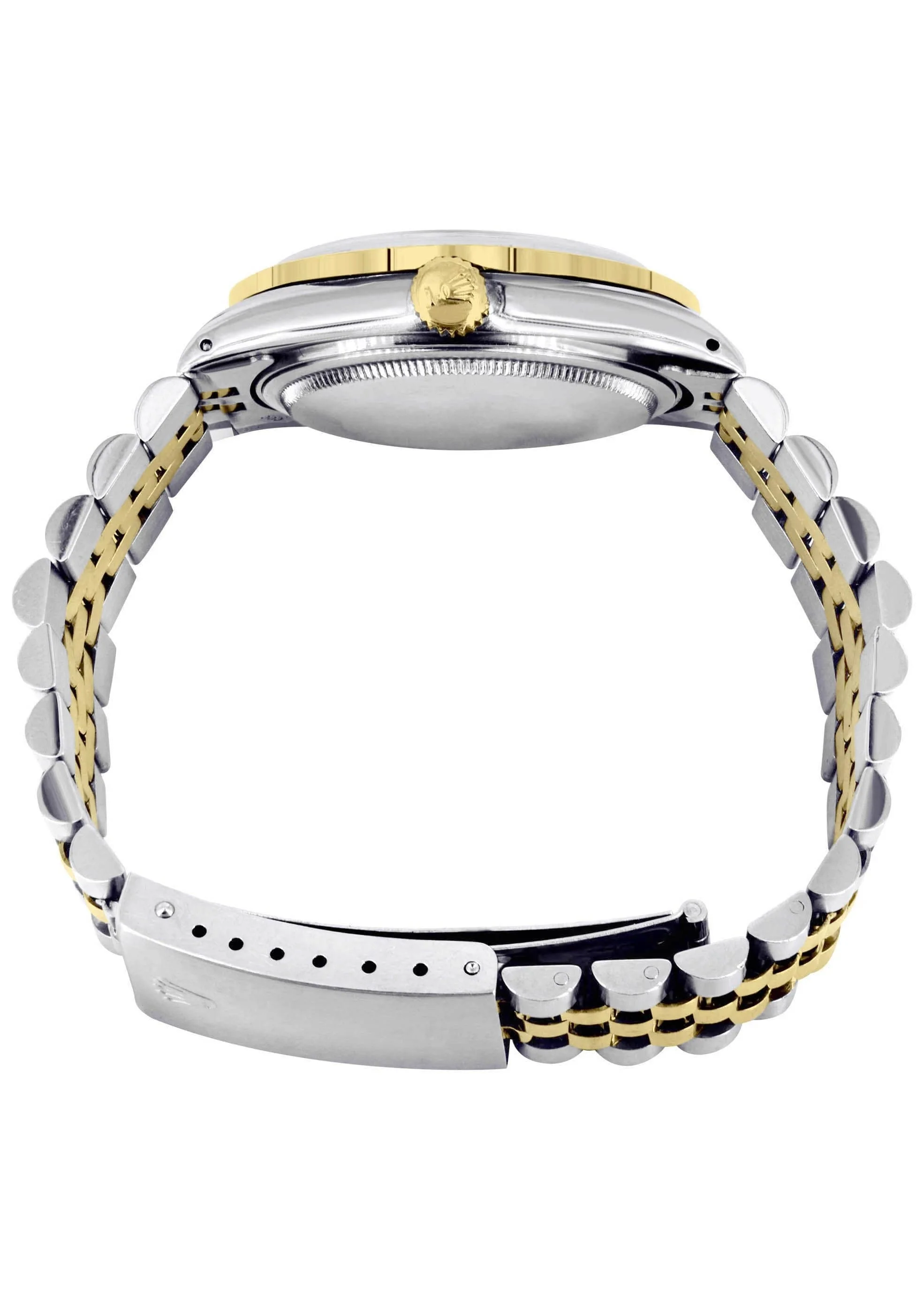 Diamond Gold Rolex Watch For Women 16233 | 36Mm | Custom Red Arabic Full Diamond Dial | Two Row 4.25 Carat Bezel | Jubilee Band - Image 4