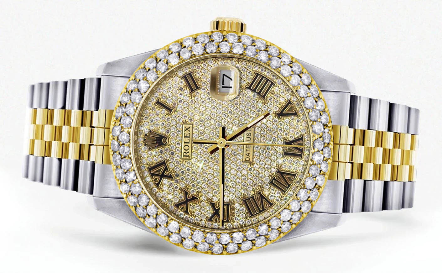 Diamond Gold Rolex Watch For Women 16233 | 36Mm | Diamond Gold Roman Numeral Dial | Two Row 4.25 Carat Bezel | Jubilee Band - Image 2