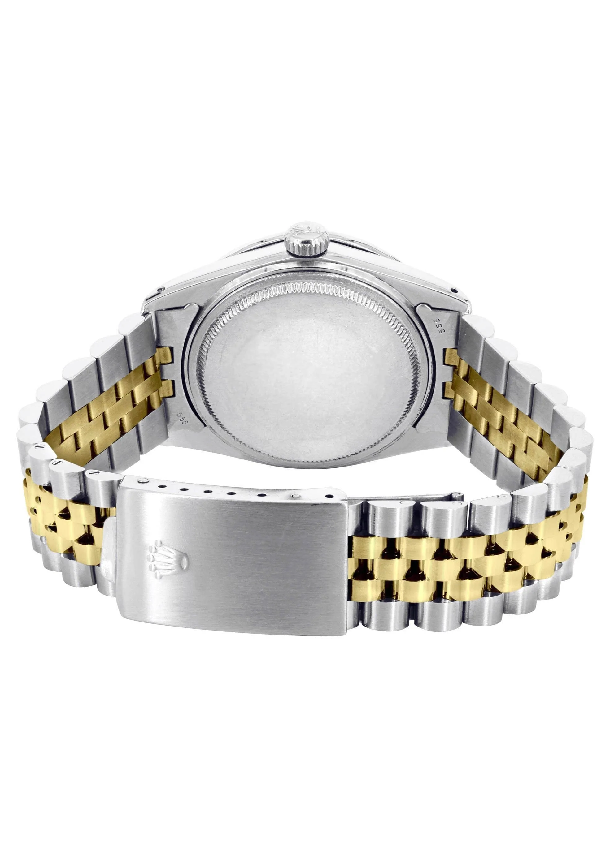 Diamond Gold Rolex Watch For Women 16233 | 36Mm | Red Mother of Pearl Roman Numeral Dial | Two Row 4.25 Carat Bezel | Jubilee Band - Image 3