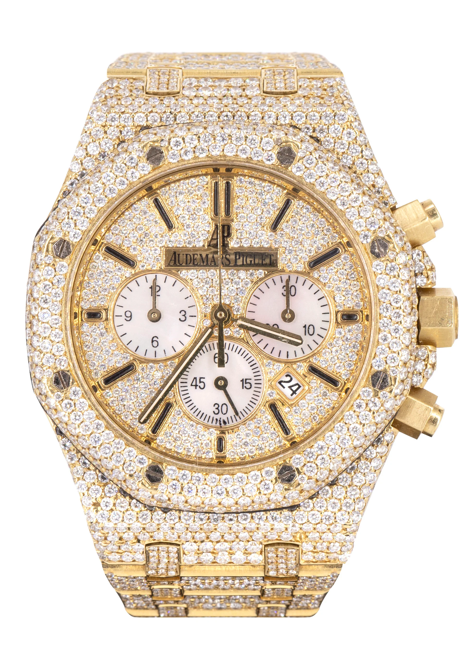 Audemars Piguet RoyalOak Chrono | 18K Gold Diamond Iced Out | 41 MM | 25 Carats - Image 5