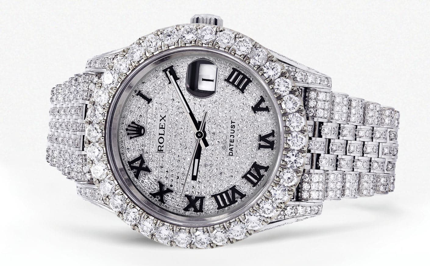 Diamond Iced Out Rolex Datejust 41 | 25 Carats Of Diamonds | Custom Full Diamond Roman Dial | Jubilee Band - Image 2