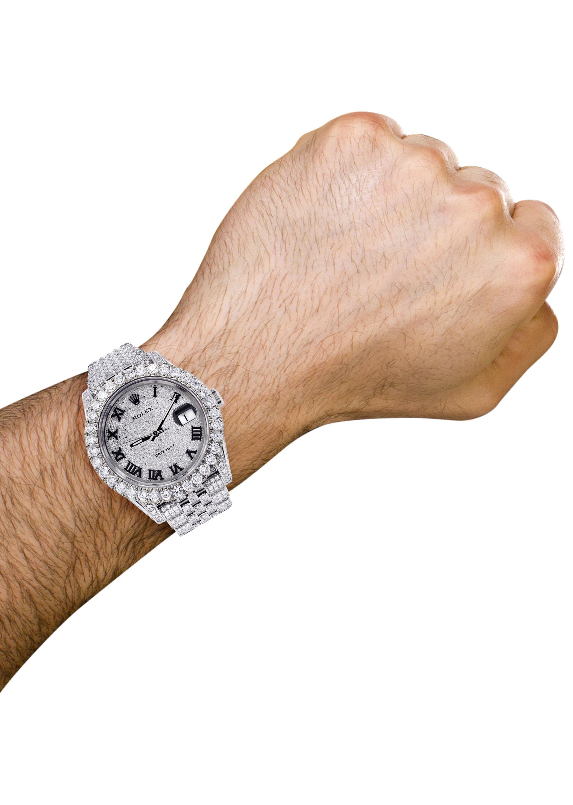 Diamond Iced Out Rolex Datejust 41 | 25 Carats Of Diamonds | Custom Full Diamond Roman Dial | Jubilee Band - Image 3