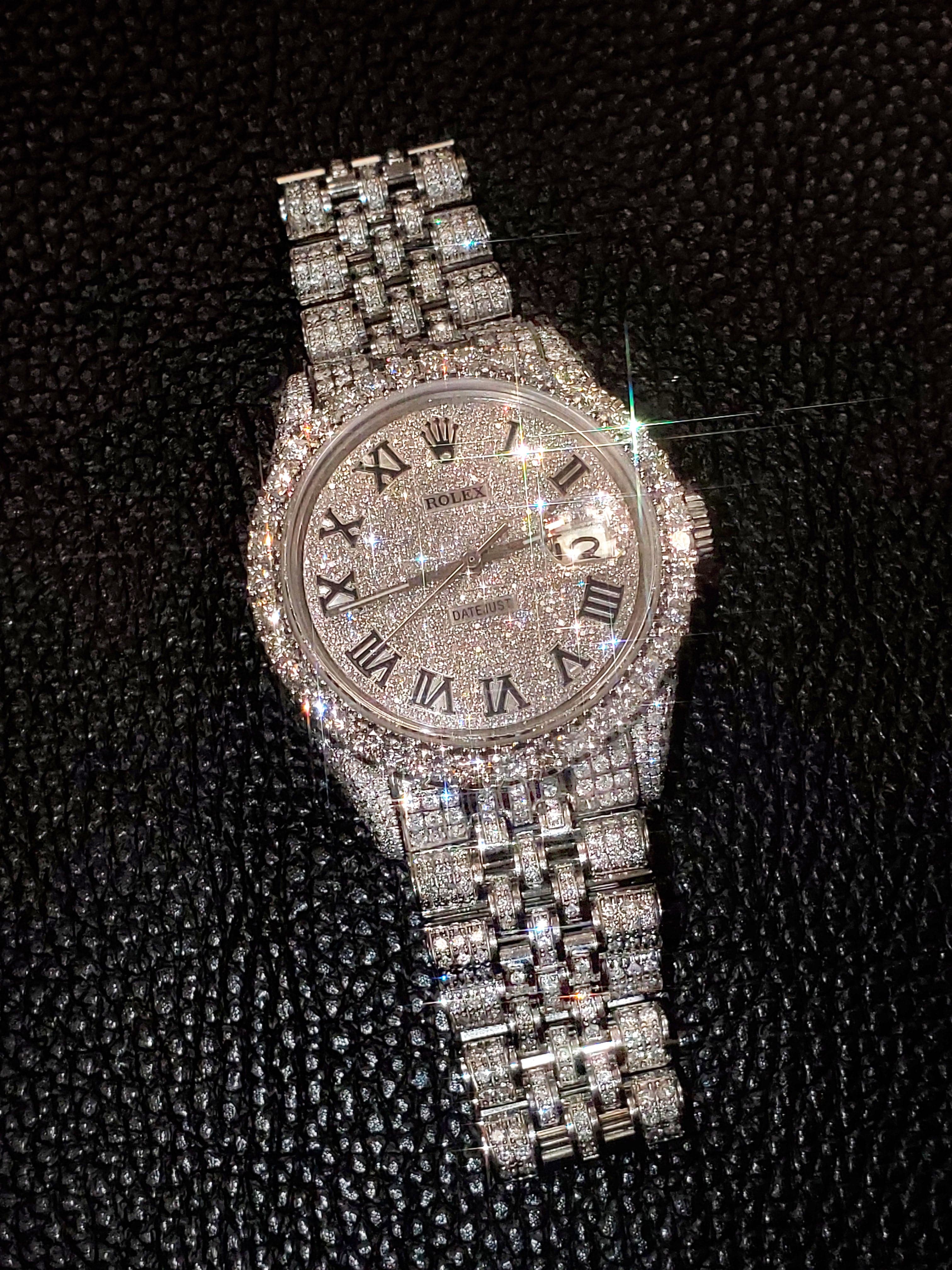 Diamond Iced Out Rolex Datejust 41 | 25 Carats Of Diamonds | Custom Full Diamond Roman Dial | Jubilee Band - Image 4