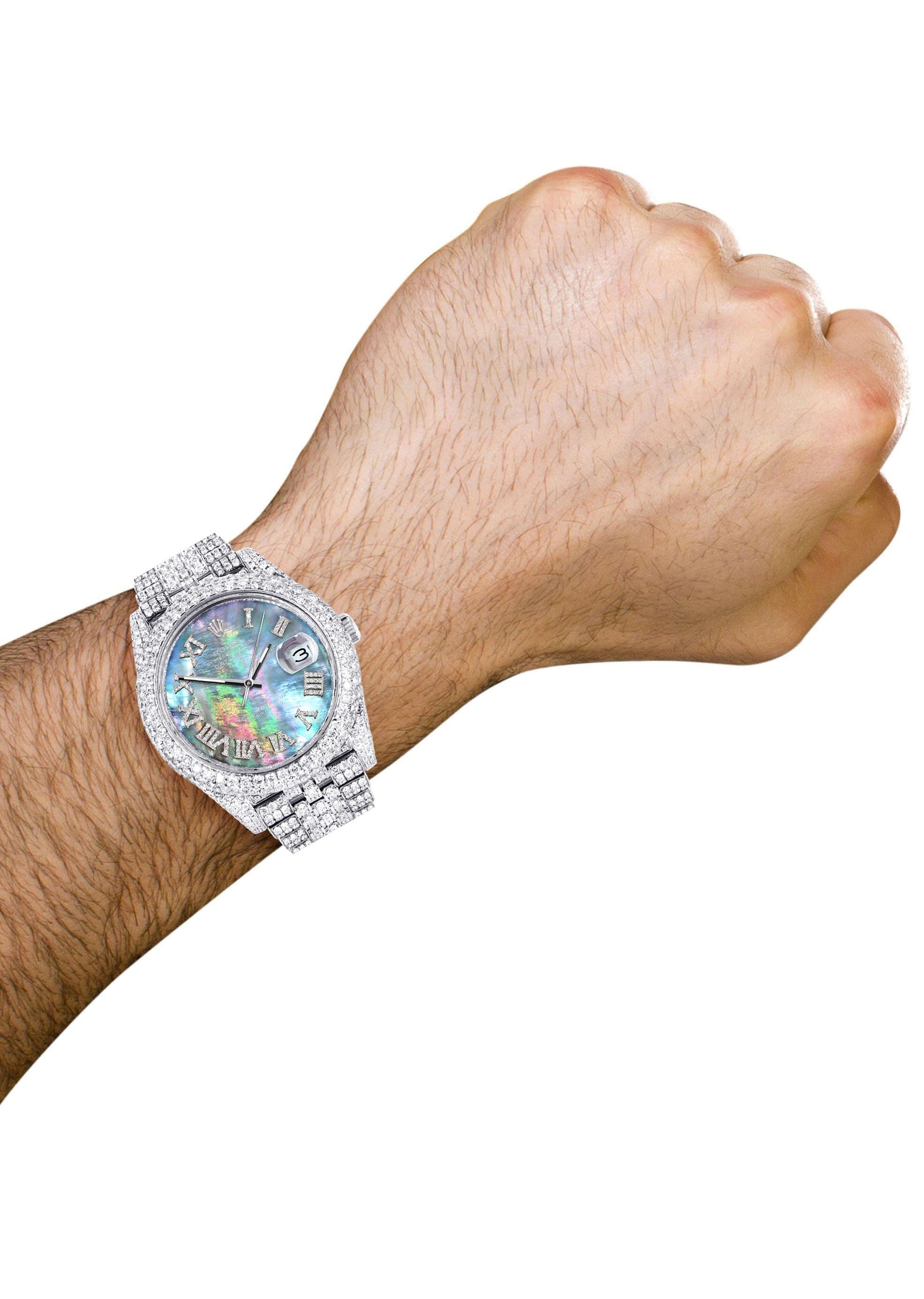 Diamond Iced Out Rolex Datejust 41 | 25 Carats Of Diamonds | Abalone Mother Of Pearl Dial | Two Row | Jubilee Band - Image 3