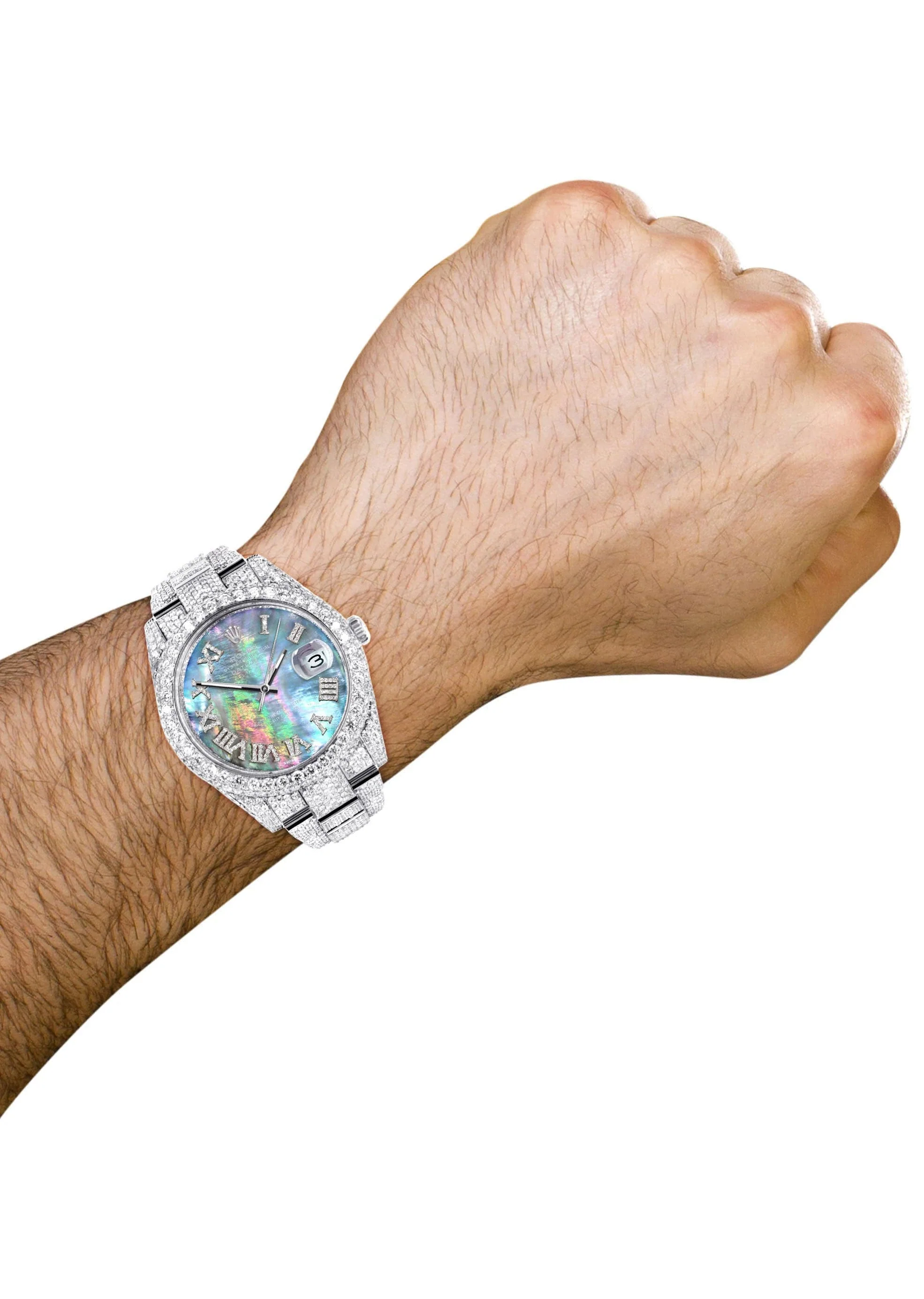 Diamond Iced Out Rolex Datejust 41 | 25 Carats Of Diamonds | Abalone Mother of Pearl Dial | Two Row | Oyster Band - Image 3