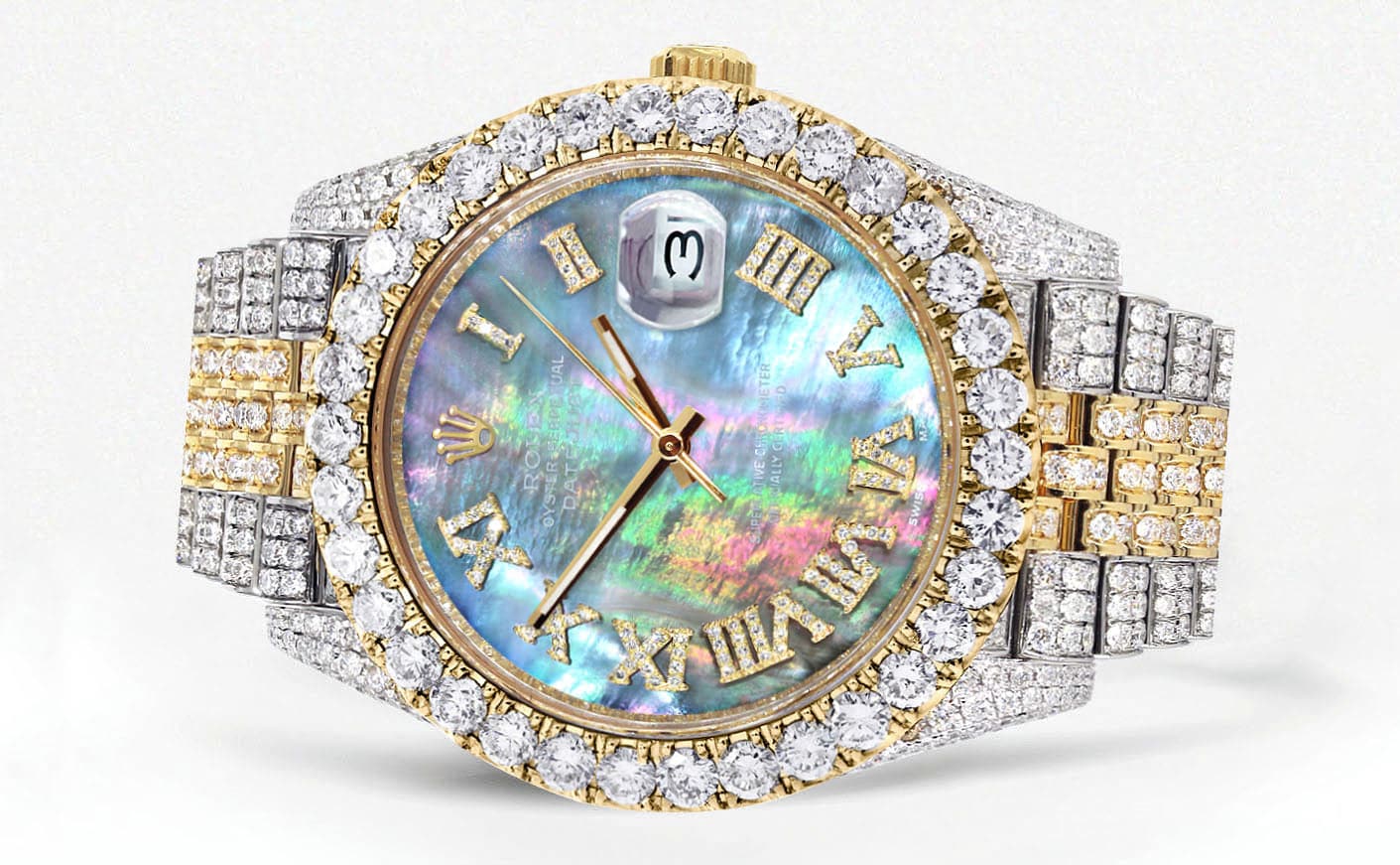 Diamond Iced Out Rolex Datejust 41 | 25 Carats Of Diamonds | Abalone Mother of Pearl Dial | Two Tone | Jubilee Band - Image 2