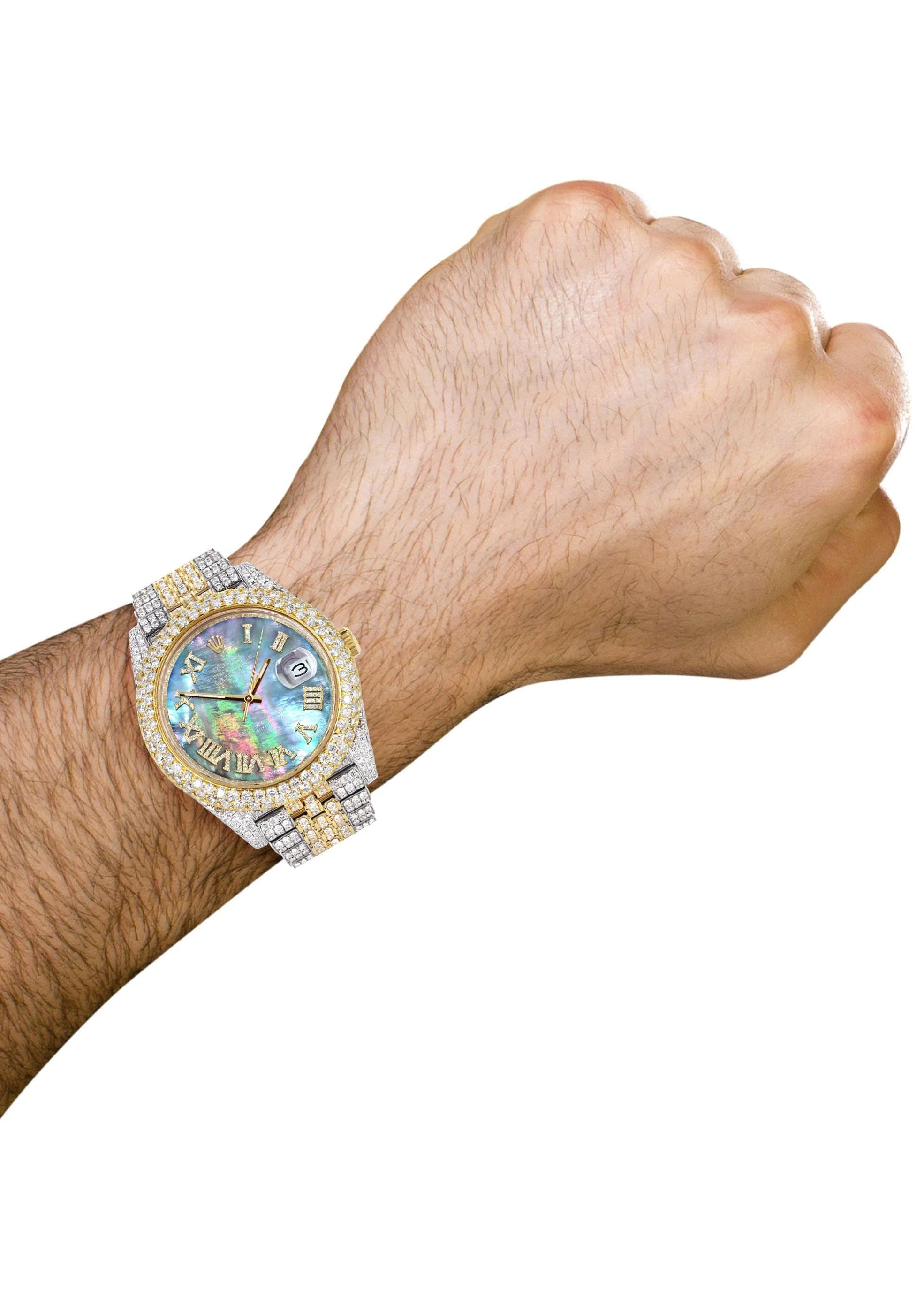 Diamond Iced Out Rolex Datejust 41 | 25 Carats Of Diamonds | Abalone Mother of Pearl Dial | Two Tone | Two Row | Jubilee Band - Image 3