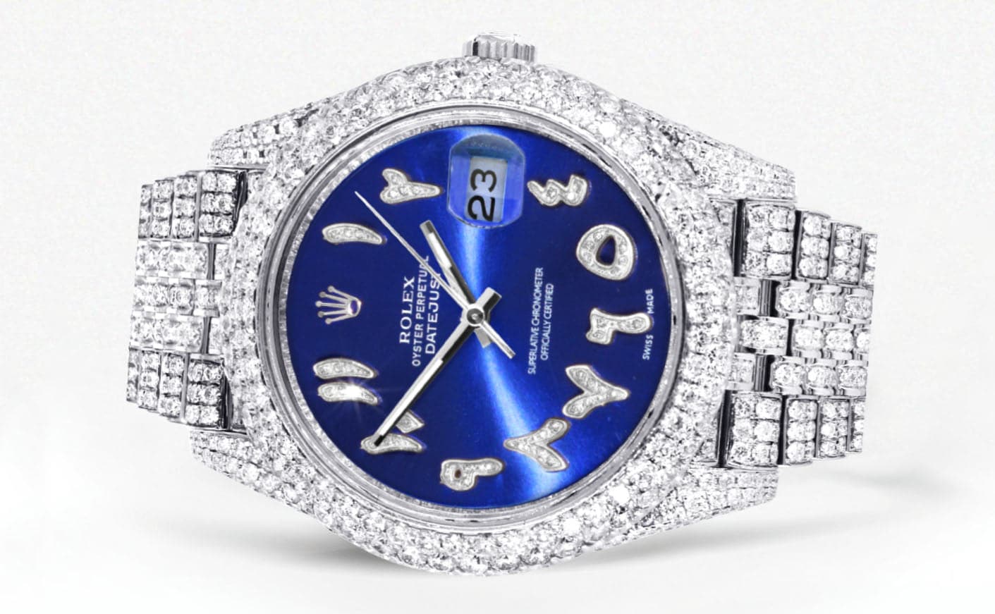 Diamond Iced Out Rolex Datejust 41 | 25 Carats Of Diamonds | Custom Blue Arabic Numeral Diamond Dial | Two Row | Jubilee Band - Image 2