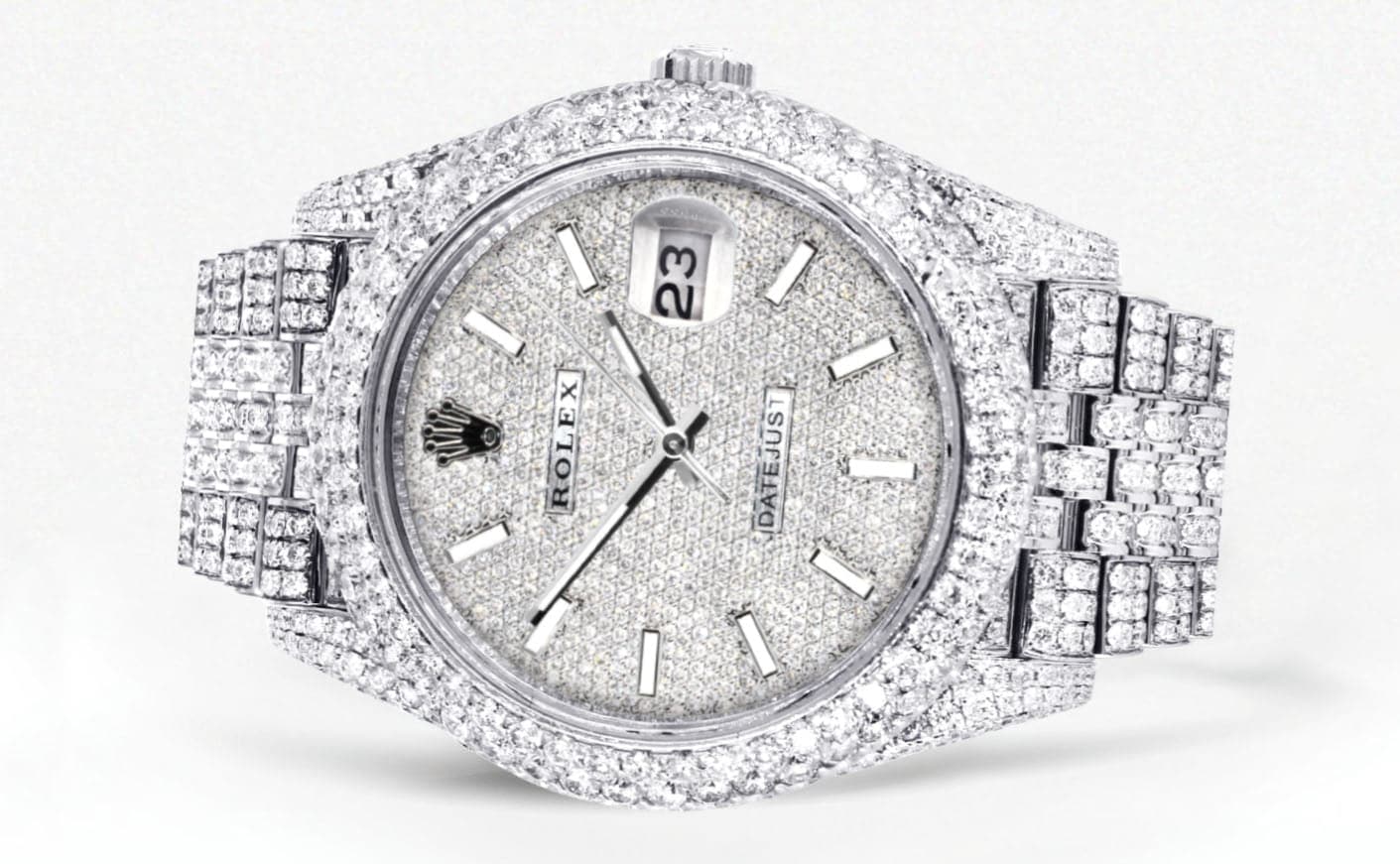 Diamond Iced Out Rolex Datejust 41 | 25 Carats Of Diamonds | Custom Diamond Dial | Two Row | Jubilee Band - Image 2