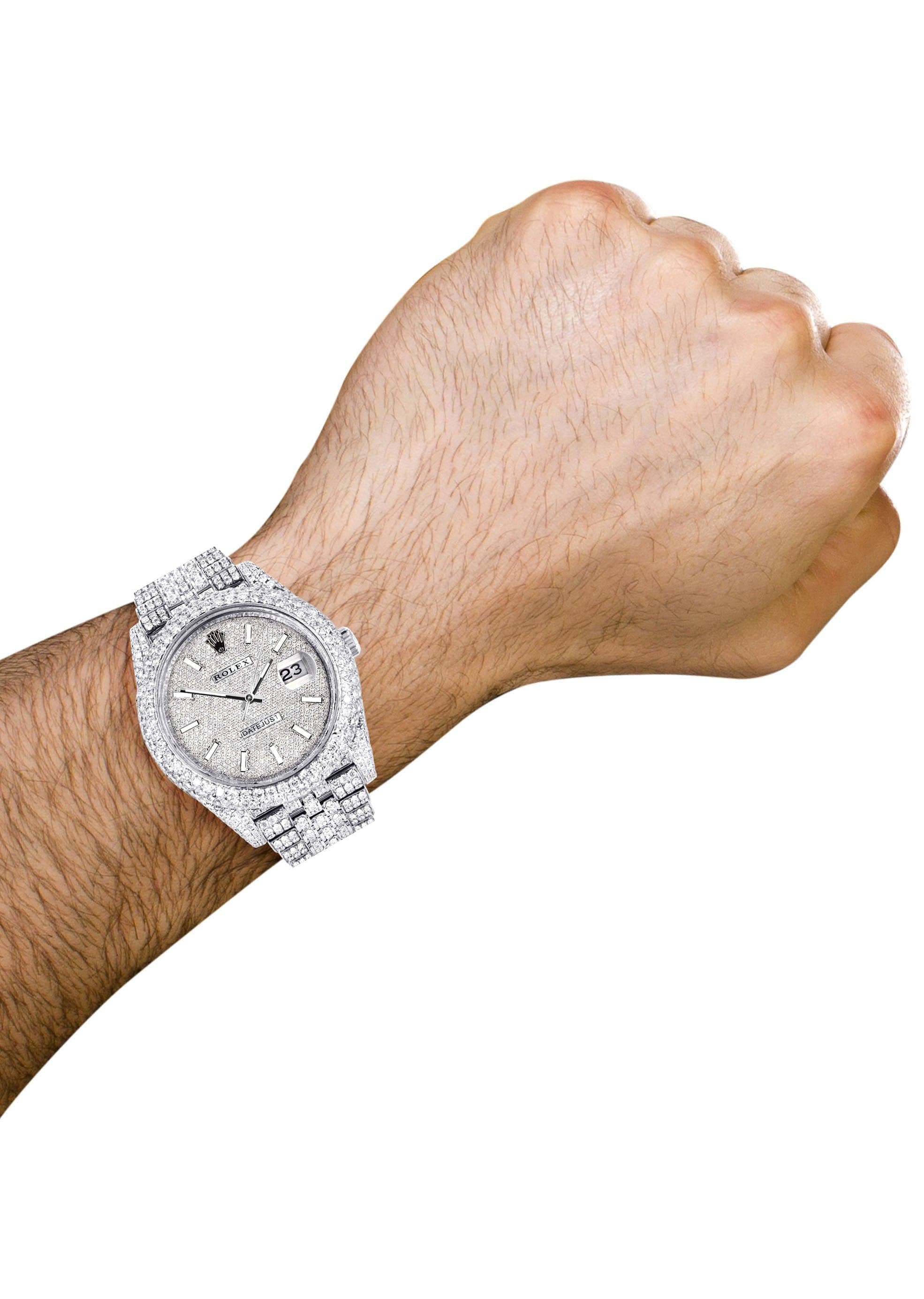 Diamond Iced Out Rolex Datejust 41 | 25 Carats Of Diamonds | Custom Diamond Dial | Two Row | Jubilee Band - Image 3