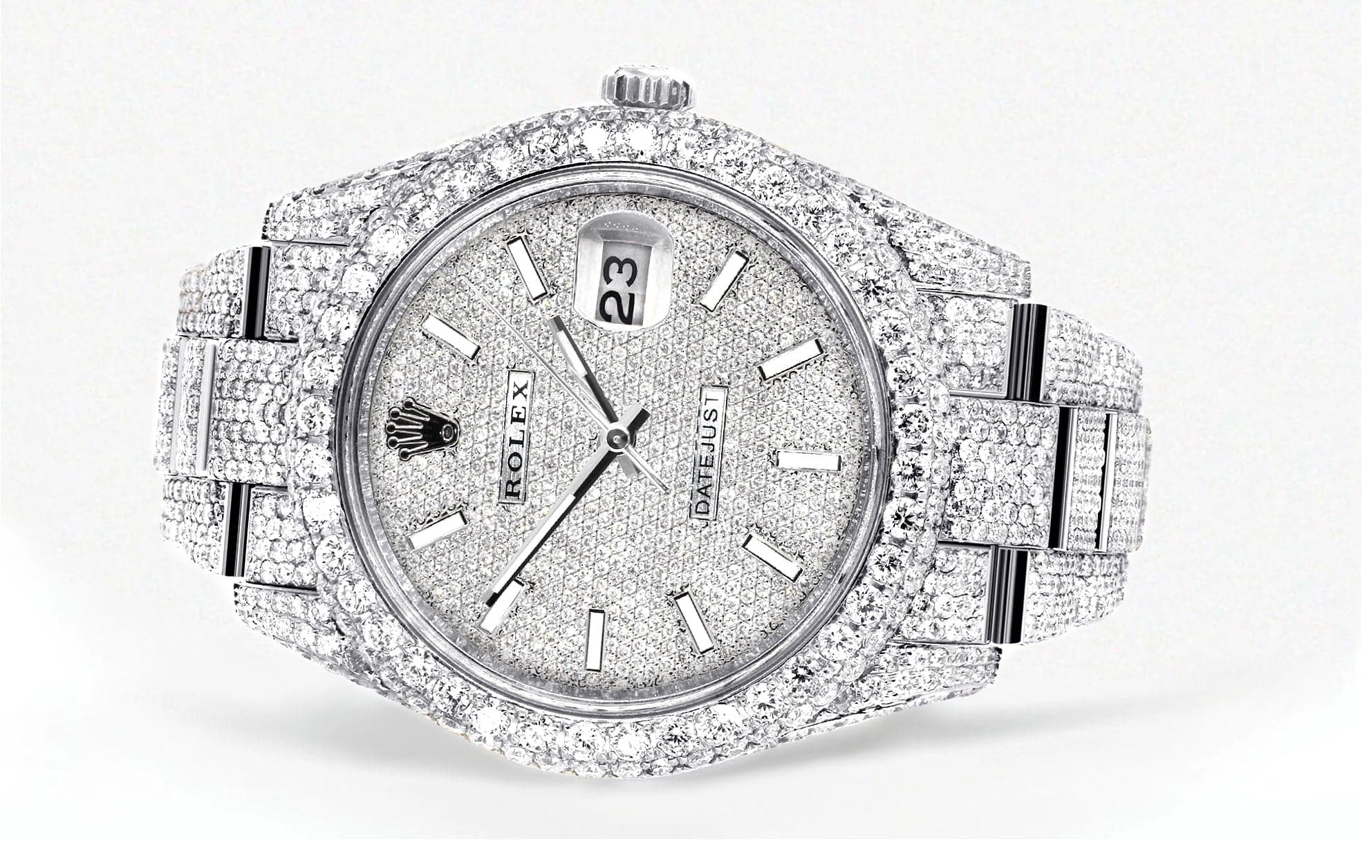 Diamond Iced Out Rolex Datejust 41 | 25 Carats Of Diamonds | Custom Diamond Dial | Two Row | Oyster Band - Image 2