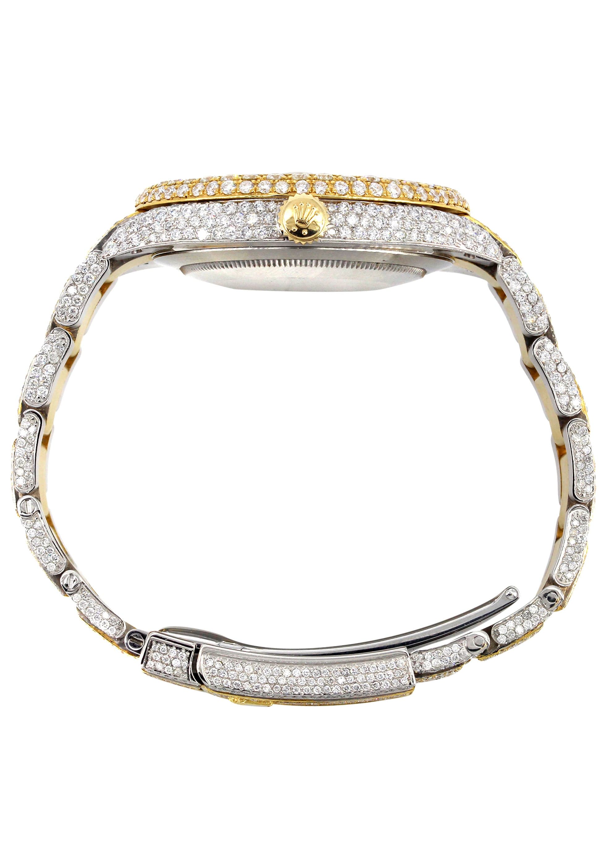 Diamond Iced Out Rolex Datejust 41 | 25 Carats Of Diamonds | Gold Diamond Dial | Two Tone | Two Row | Oyster Band - Image 4