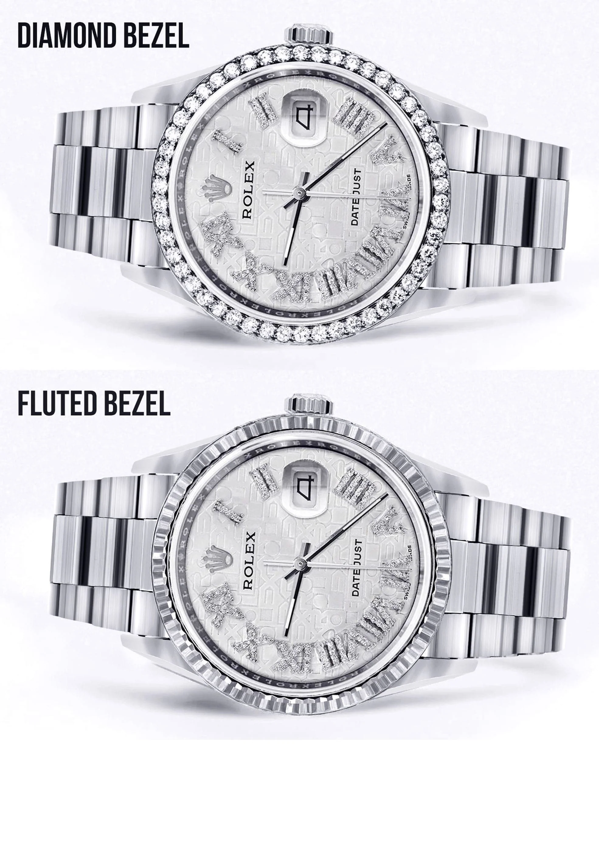 Diamond Mens Rolex Datejust Watch 16200 | 36 MM | Diamond Rolex Textured Dial | Oyster Band - Image 2