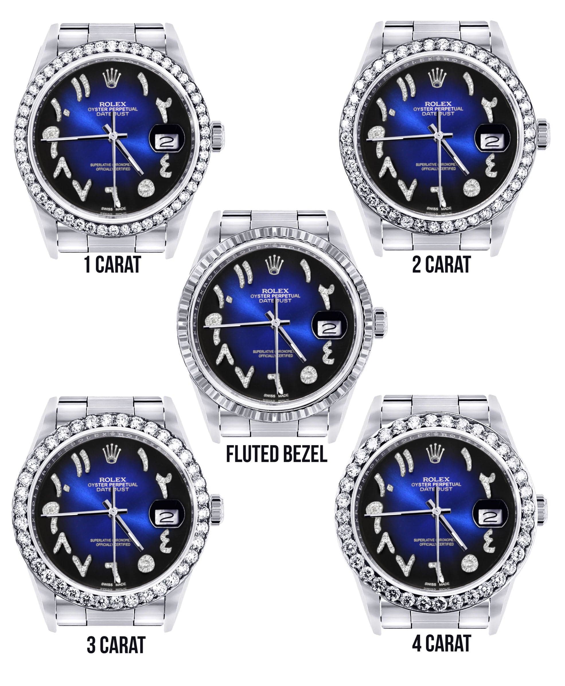 Diamond Mens Rolex Datejust Watch 16200 | 36Mm | Blue Black Arabic Diamond Dial | Oyster Band - Image 3