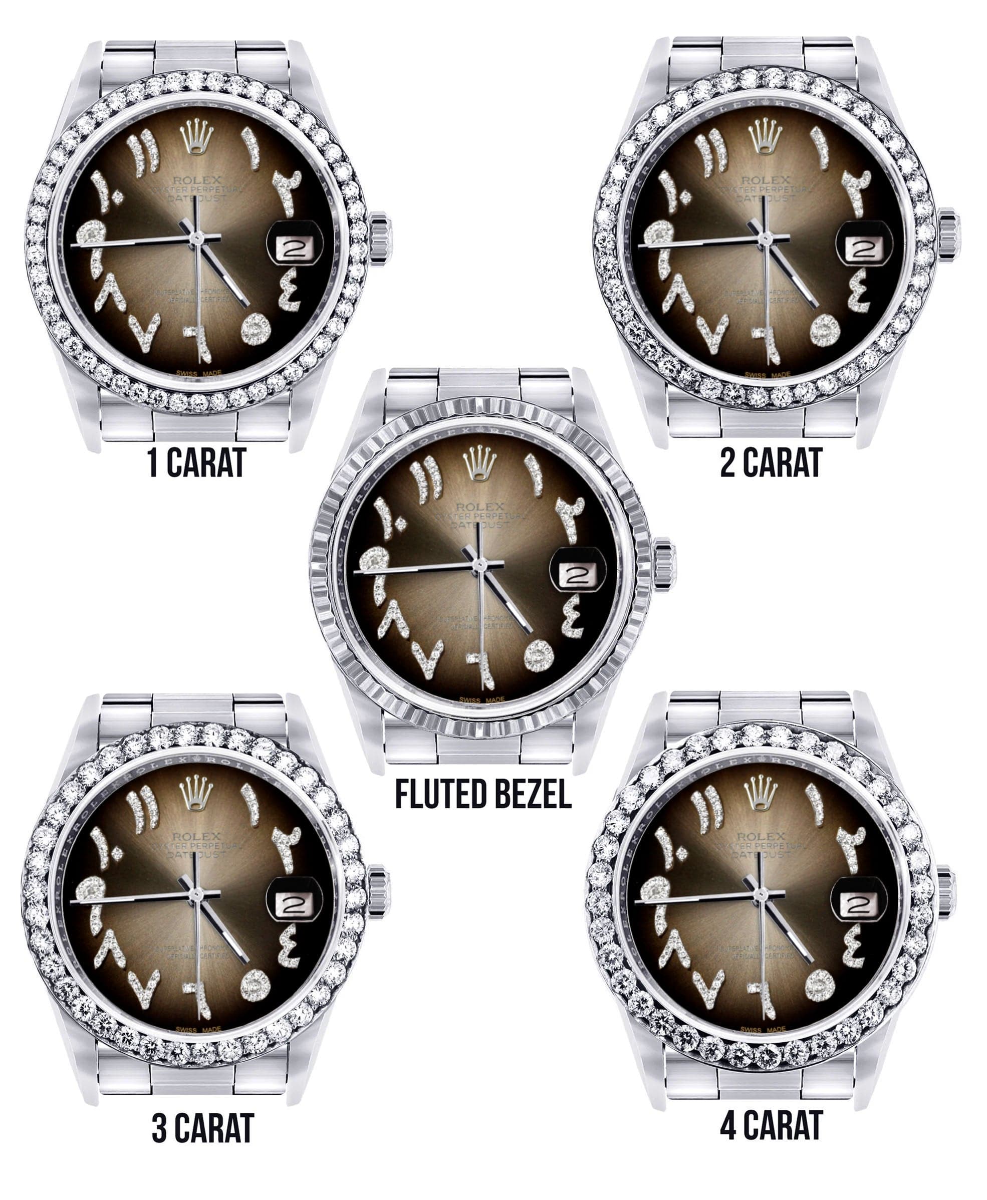 Diamond Mens Rolex Datejust Watch 16200 | 36Mm | Brown Arabic Diamond Dial | Oyster Band - Image 3