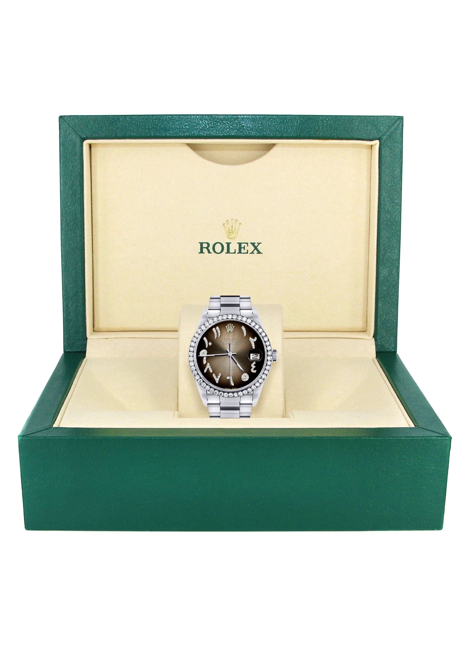 Diamond Mens Rolex Datejust Watch 16200 | 36Mm | Brown Arabic Diamond Dial | Oyster Band - Image 7