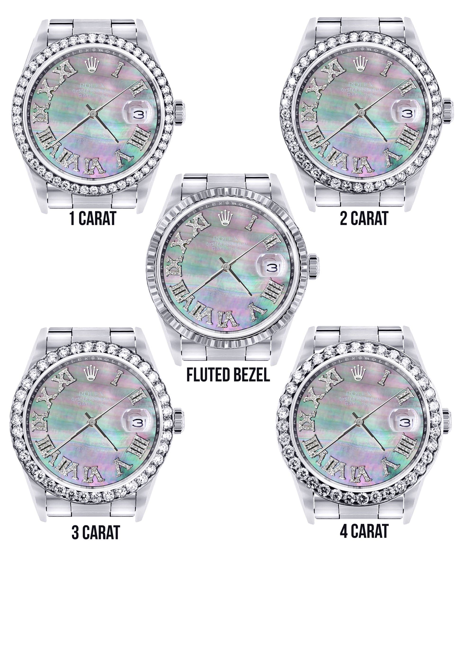 Diamond Mens Rolex Datejust Watch 16200 | 36Mm | Dark Mother Of Pearl Dial | Roman Numeral | Oyster Band - Image 3