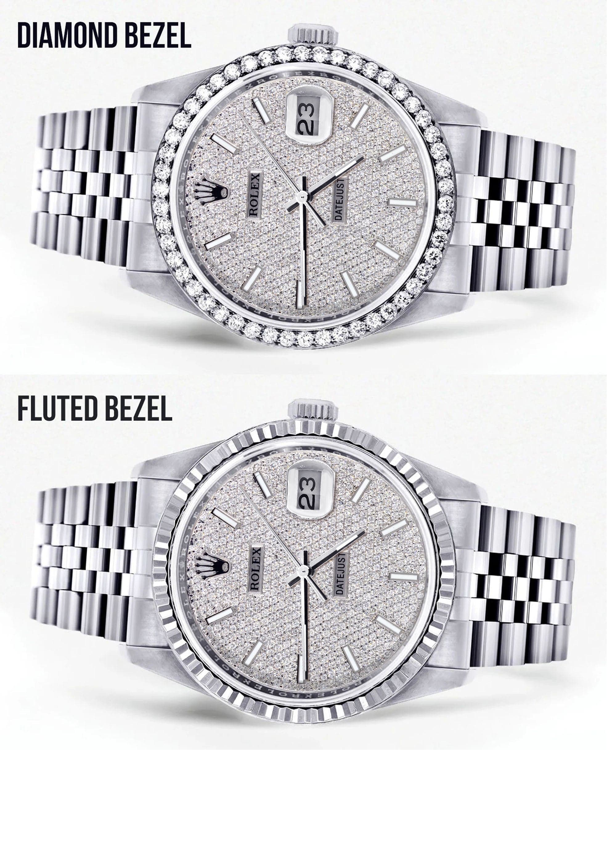 Diamond Mens Rolex Datejust Watch 16200  | 36MM | Full Diamond Dial | Jubilee Band - Image 2