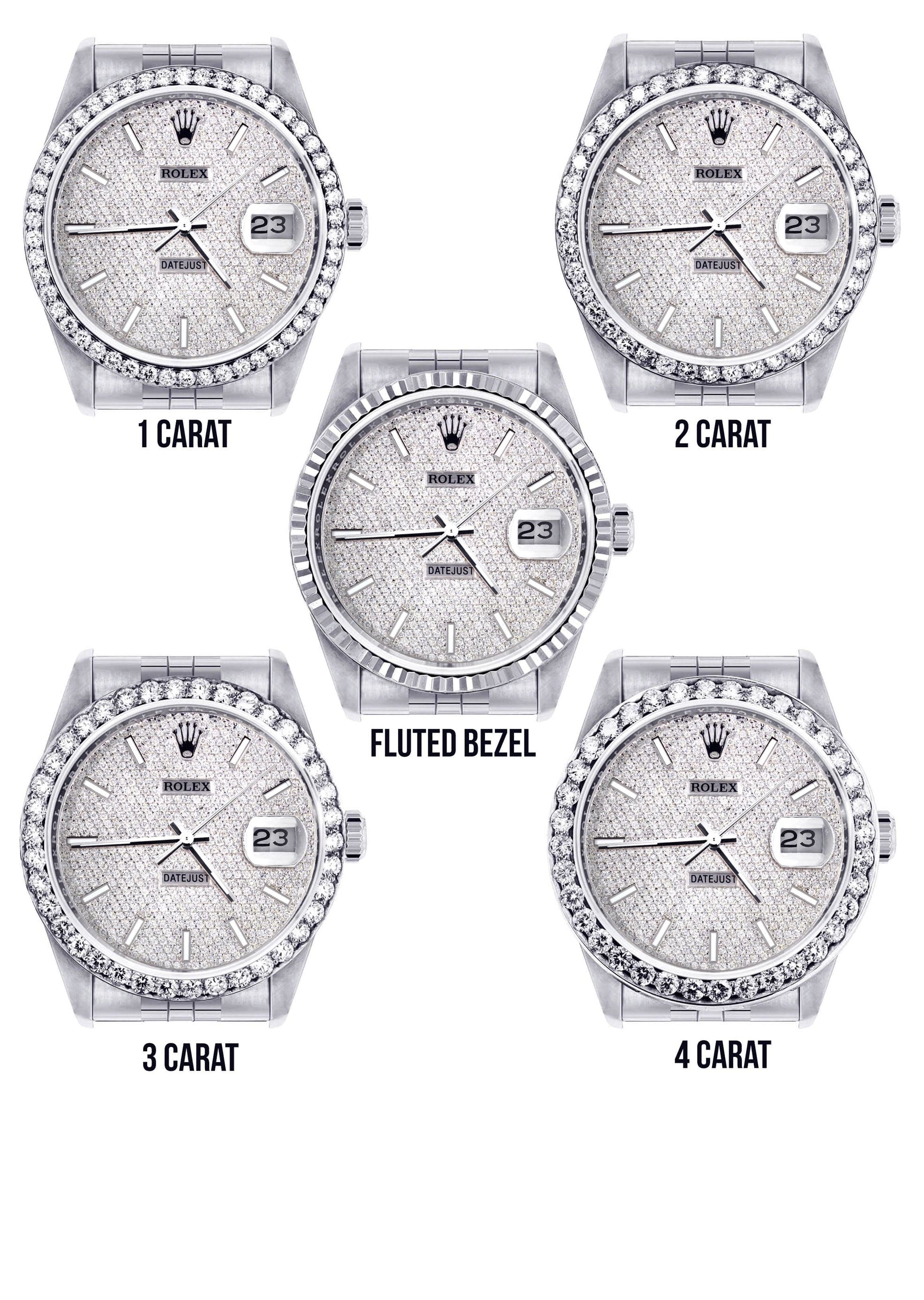 Diamond Mens Rolex Datejust Watch 16200  | 36MM | Full Diamond Dial | Jubilee Band - Image 3