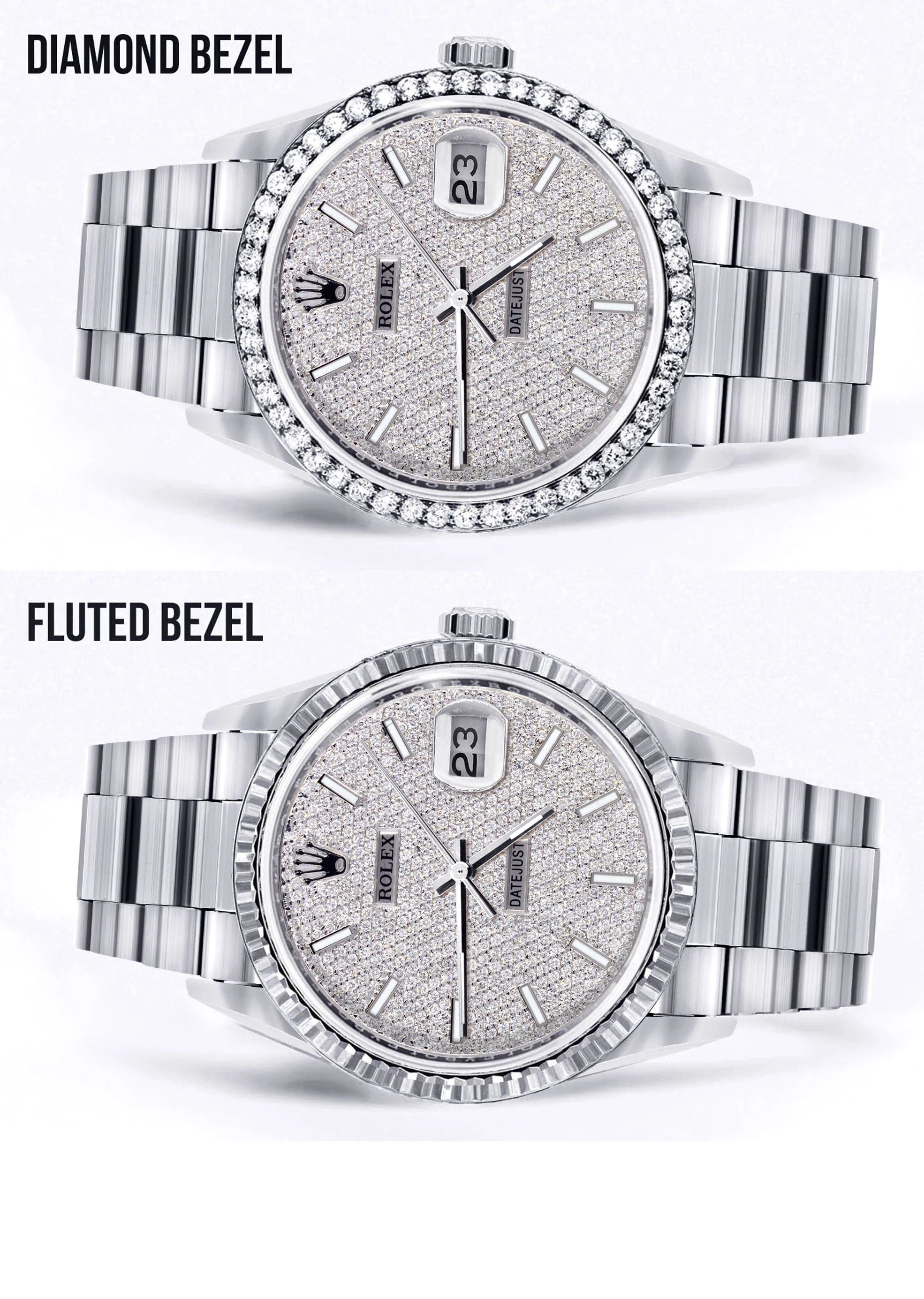 Diamond Mens Rolex Datejust Watch 16200  | 36MM | Full Diamond Dial | Oyster Band - Image 2
