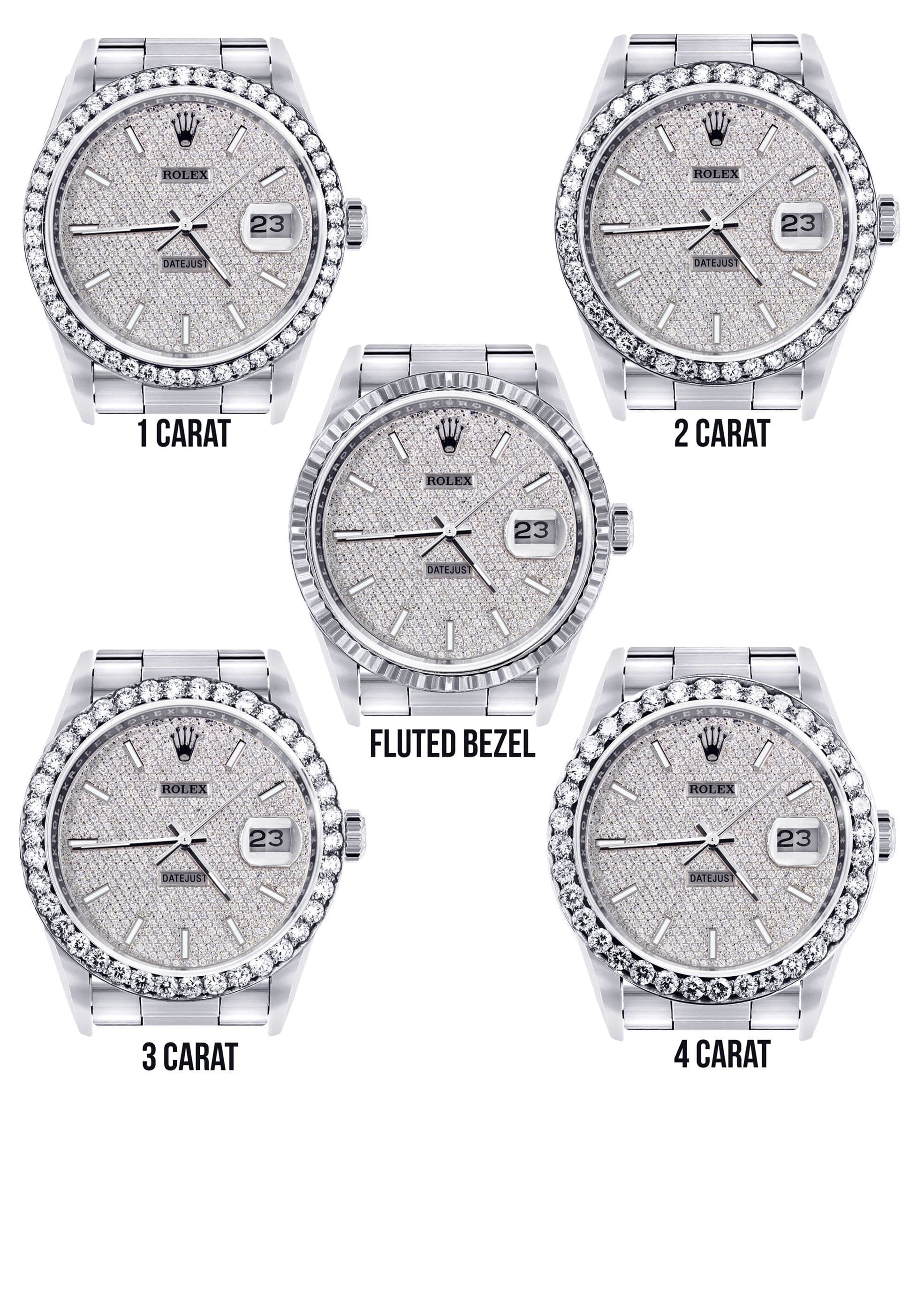 Diamond Mens Rolex Datejust Watch 16200  | 36MM | Full Diamond Dial | Oyster Band - Image 4