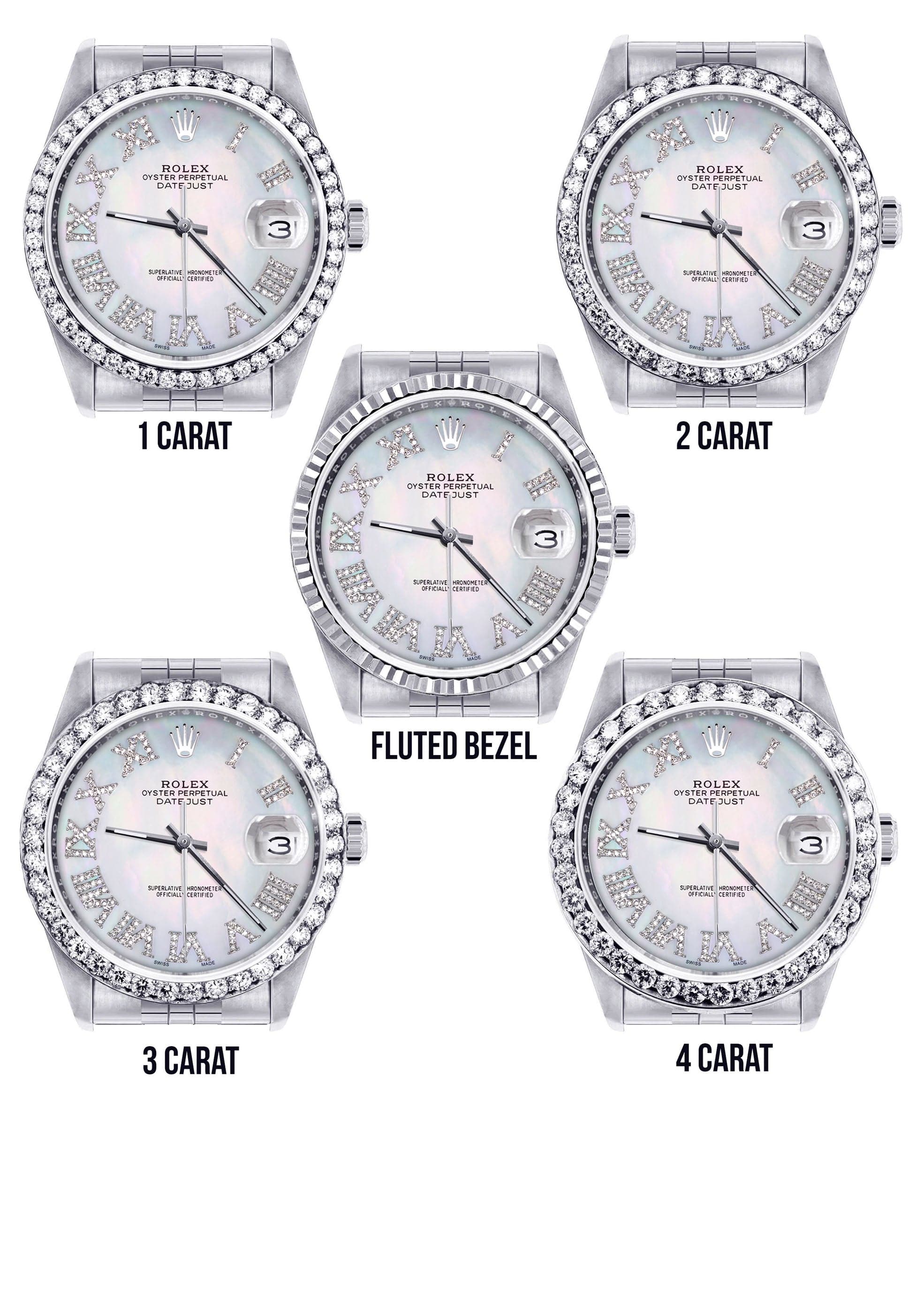 Diamond Mens Rolex Datejust Watch 16200 | 36Mm | Light Blue Mother Of Pearl Roman Numeral Dial | Jubilee Band - Image 3