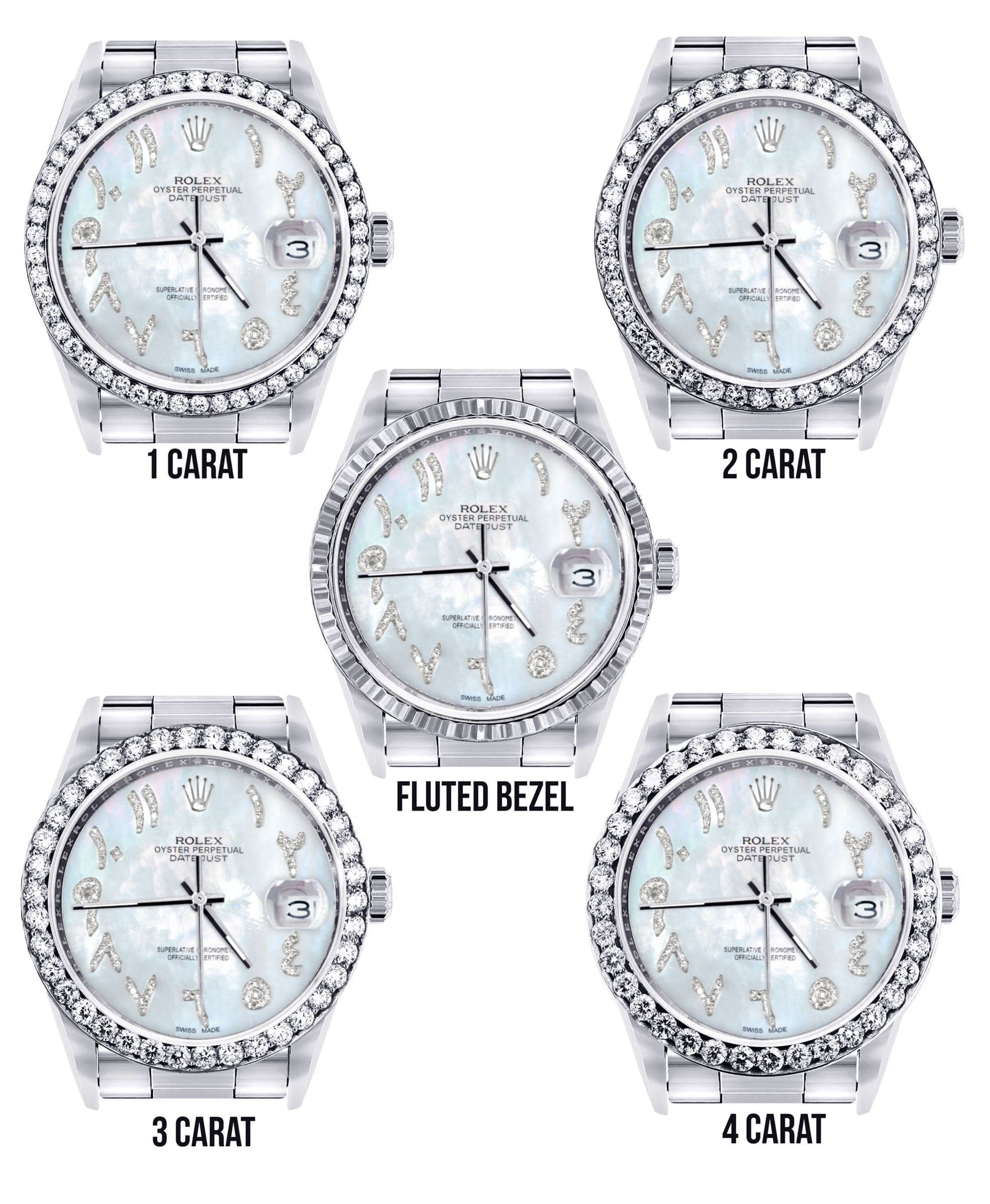 Diamond Mens Rolex Datejust Watch 16200 | 36Mm | Mother of Pearl Arabic Diamond Dial | Oyster Band - Image 3