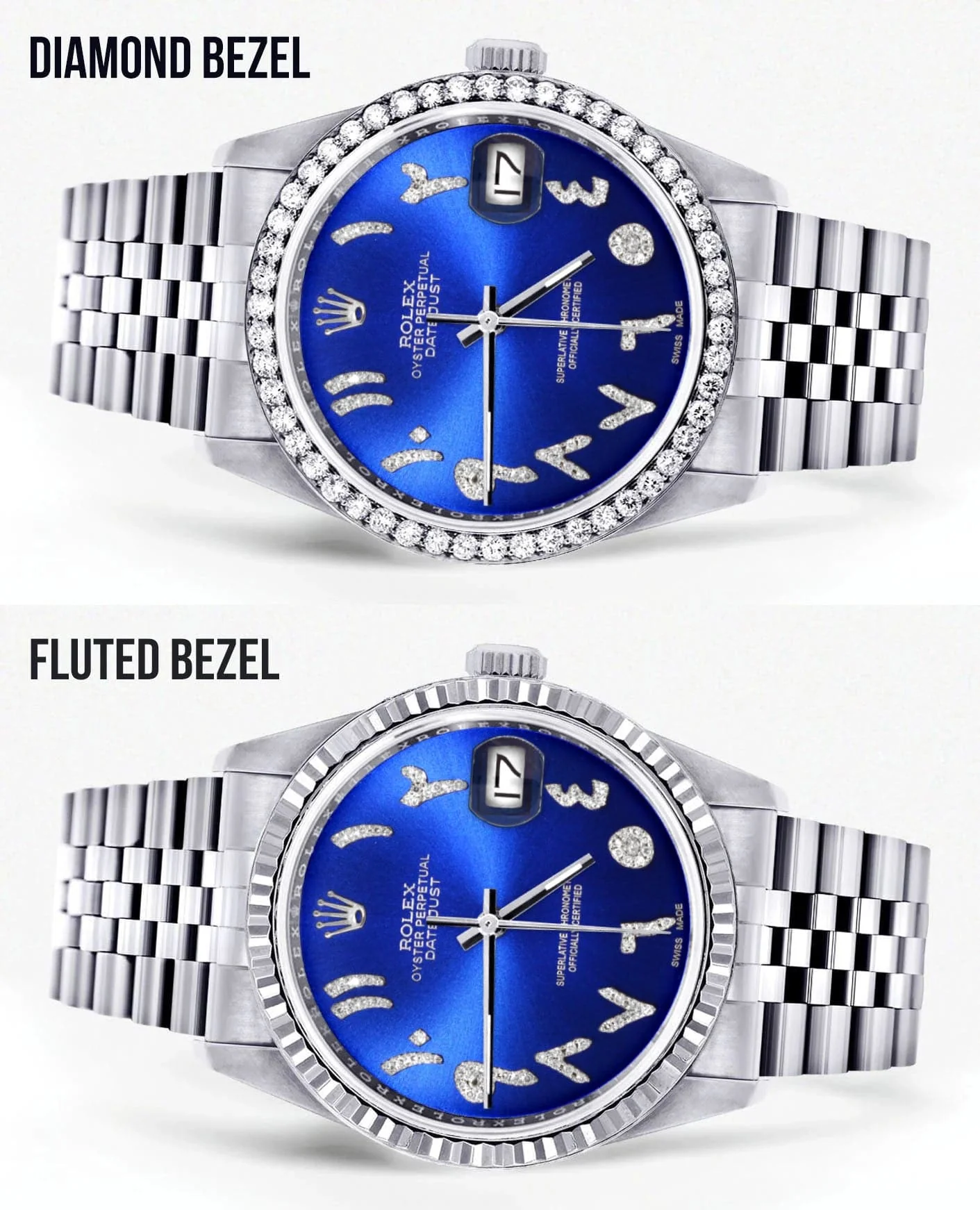 Diamond Mens Rolex Datejust Watch 16200 | 36Mm | Royal Blue Arabic Diamond Dial | Jubilee Band - Image 2