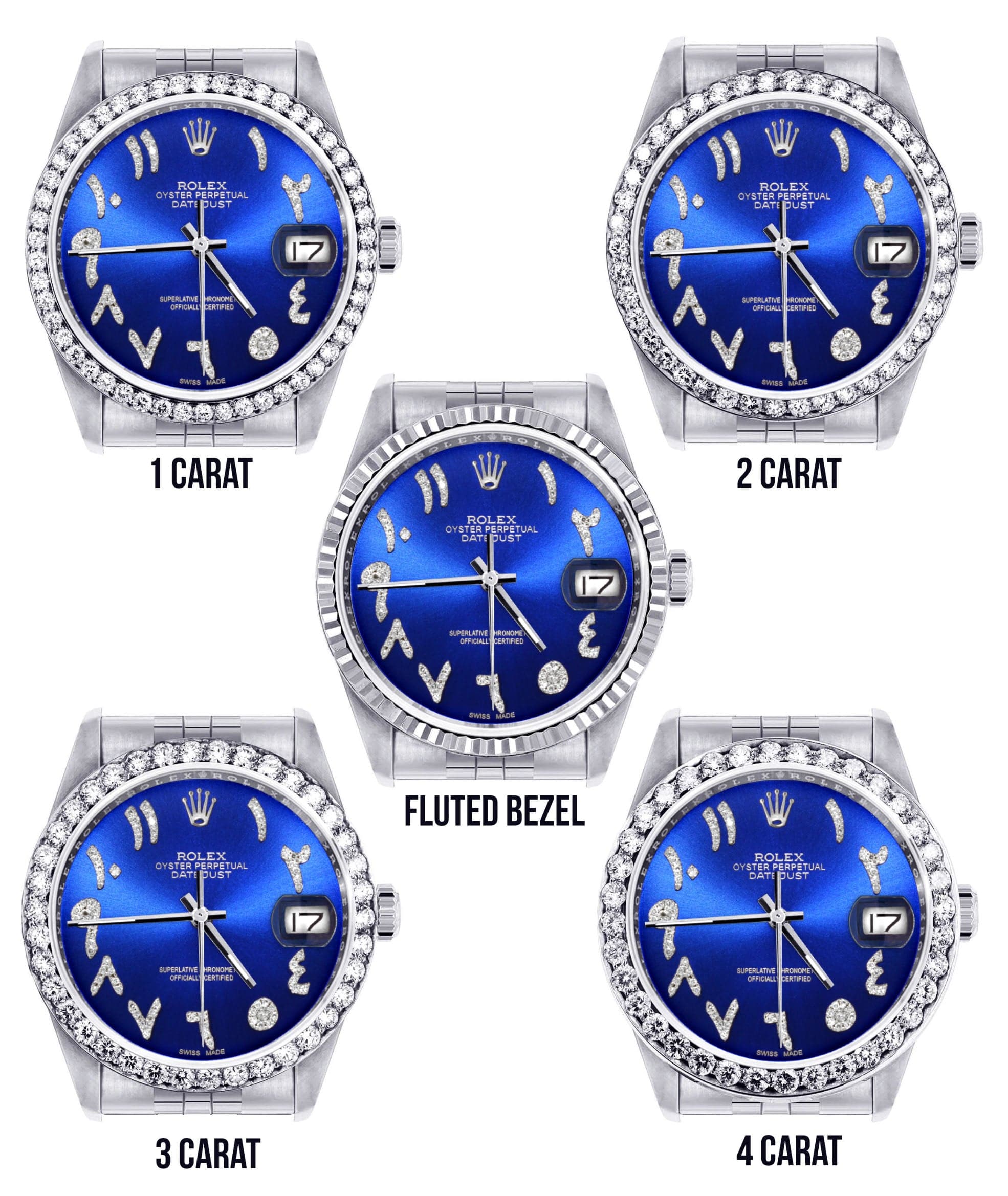 Diamond Mens Rolex Datejust Watch 16200 | 36Mm | Royal Blue Arabic Diamond Dial | Jubilee Band - Image 3