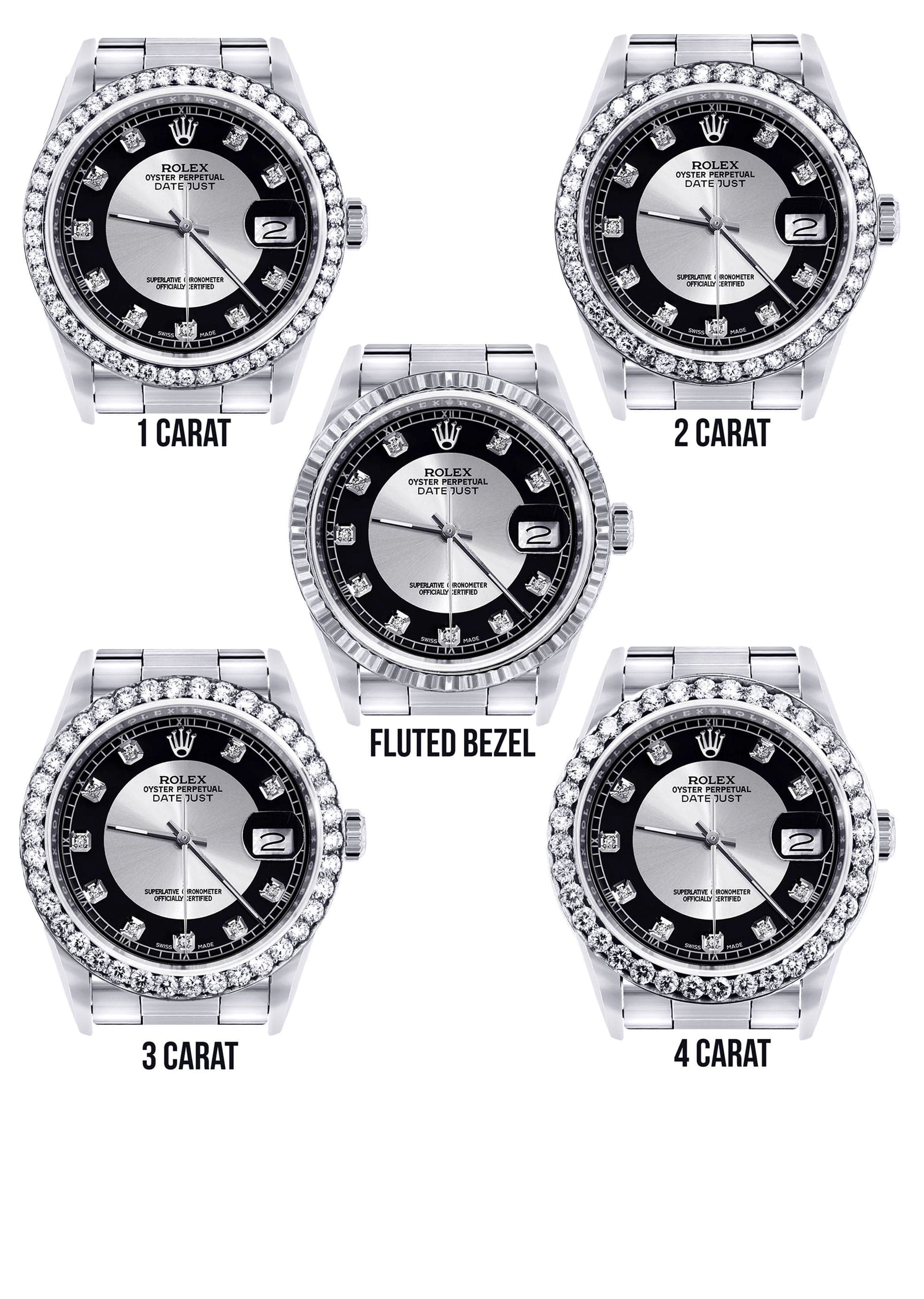 Diamond Mens Rolex Datejust Watch 16200 | 36MM | Tuxedo Diamond Dial | Oyster Band - Image 3