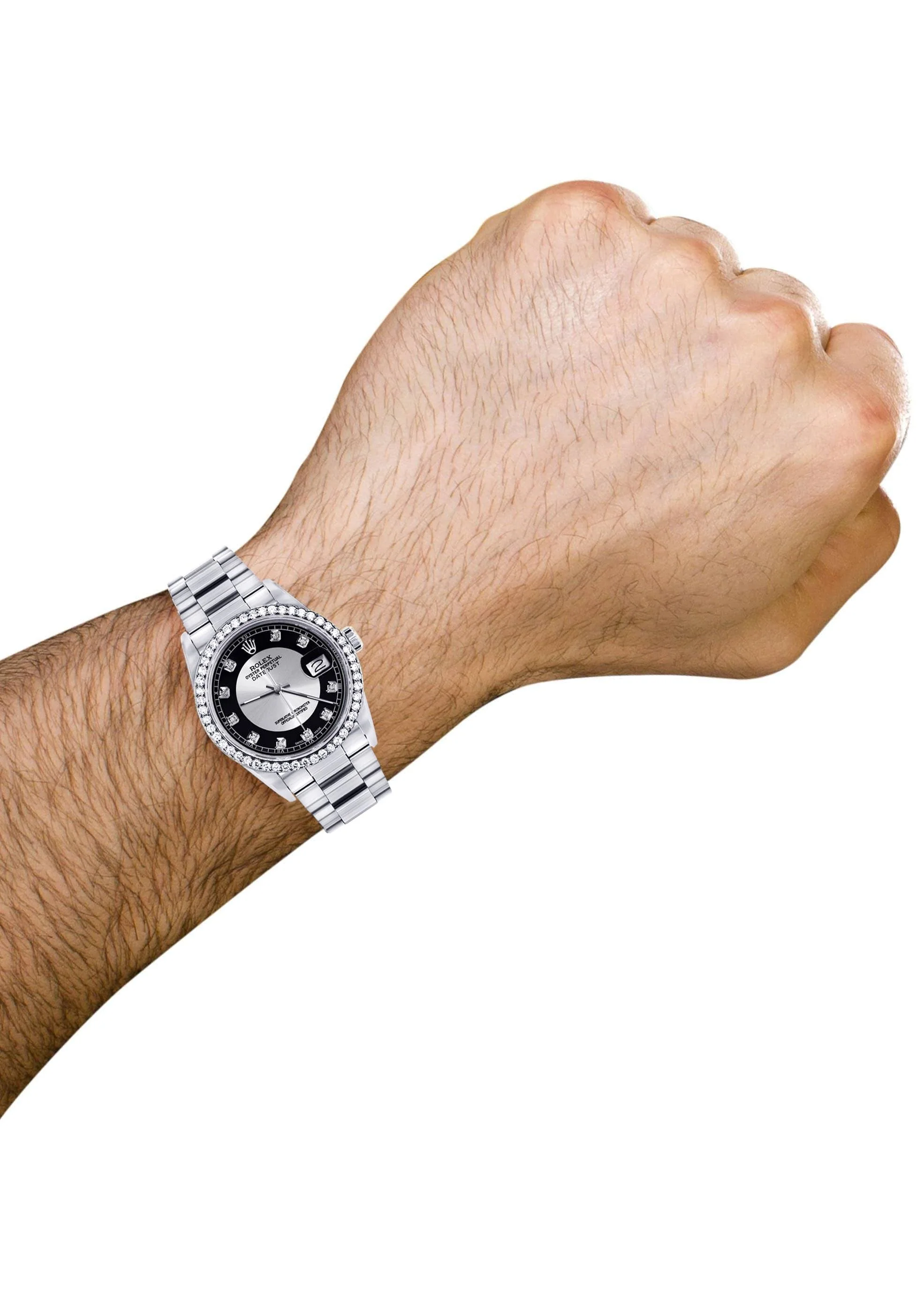 Diamond Mens Rolex Datejust Watch 16200 | 36MM | Tuxedo Diamond Dial | Oyster Band - Image 4