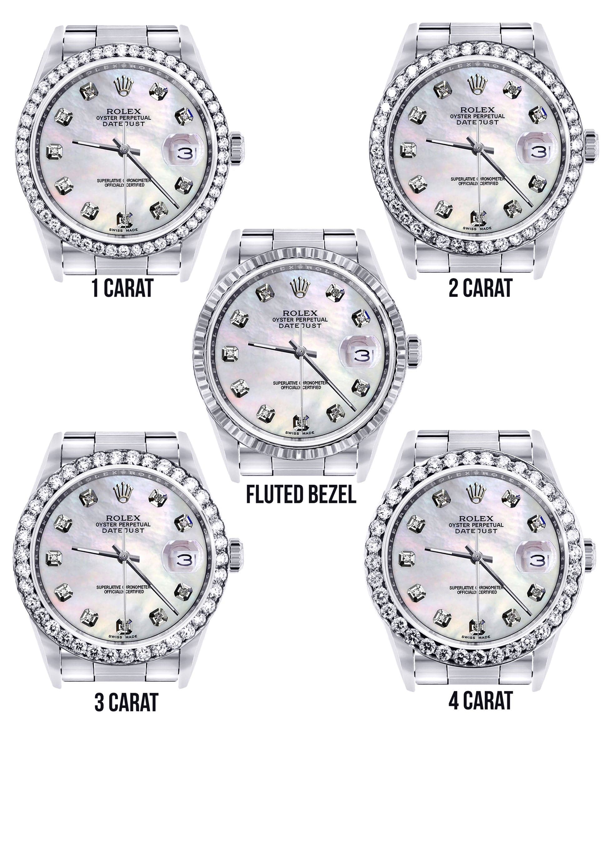 Diamond Mens  Rolex Datejust Watch 16200 | 36Mm | White Mother Of Pearl Dial | Oyster Band - Image 3