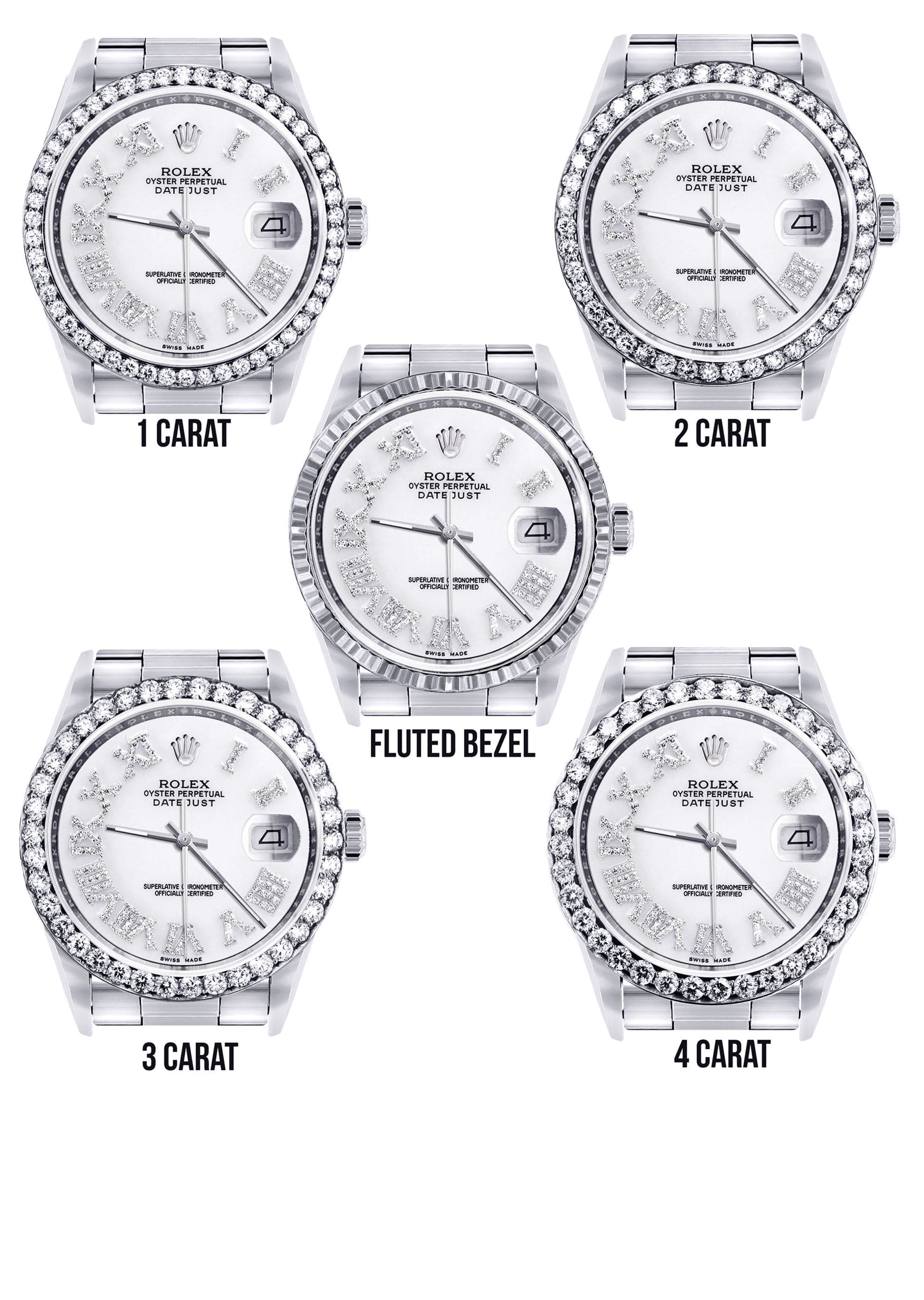 Diamond Mens Rolex Datejust Watch 16200 | 36Mm | White Roman Numeral Dial | Oyster Band - Image 3