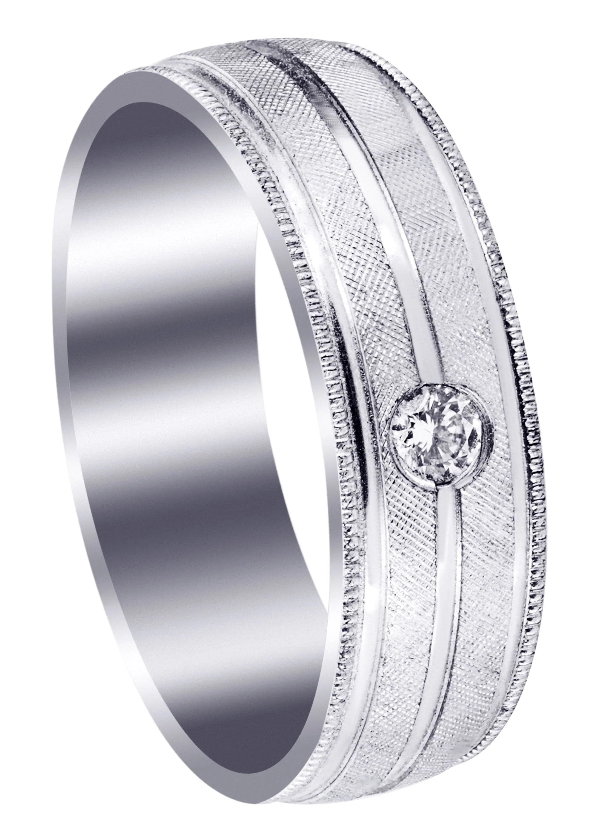 Diamond Mens Wedding Band | 0.07 Carats | Diamond Cut Finish (Adan)