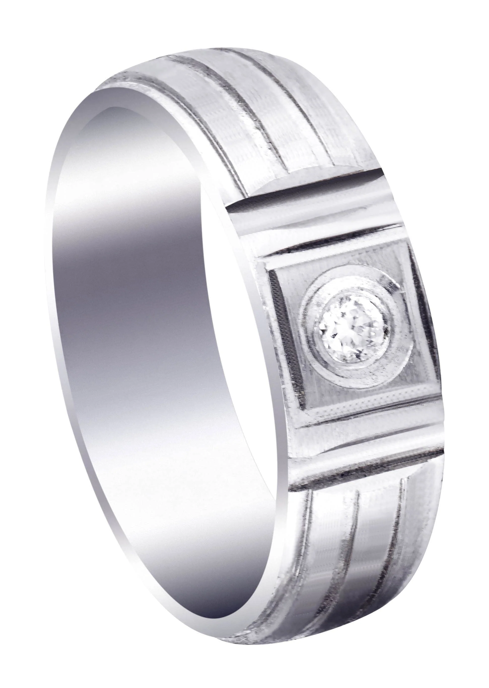 Diamond Mens Engagement Ring | 0.07 Carats | Satin Finish (Jeffrey)