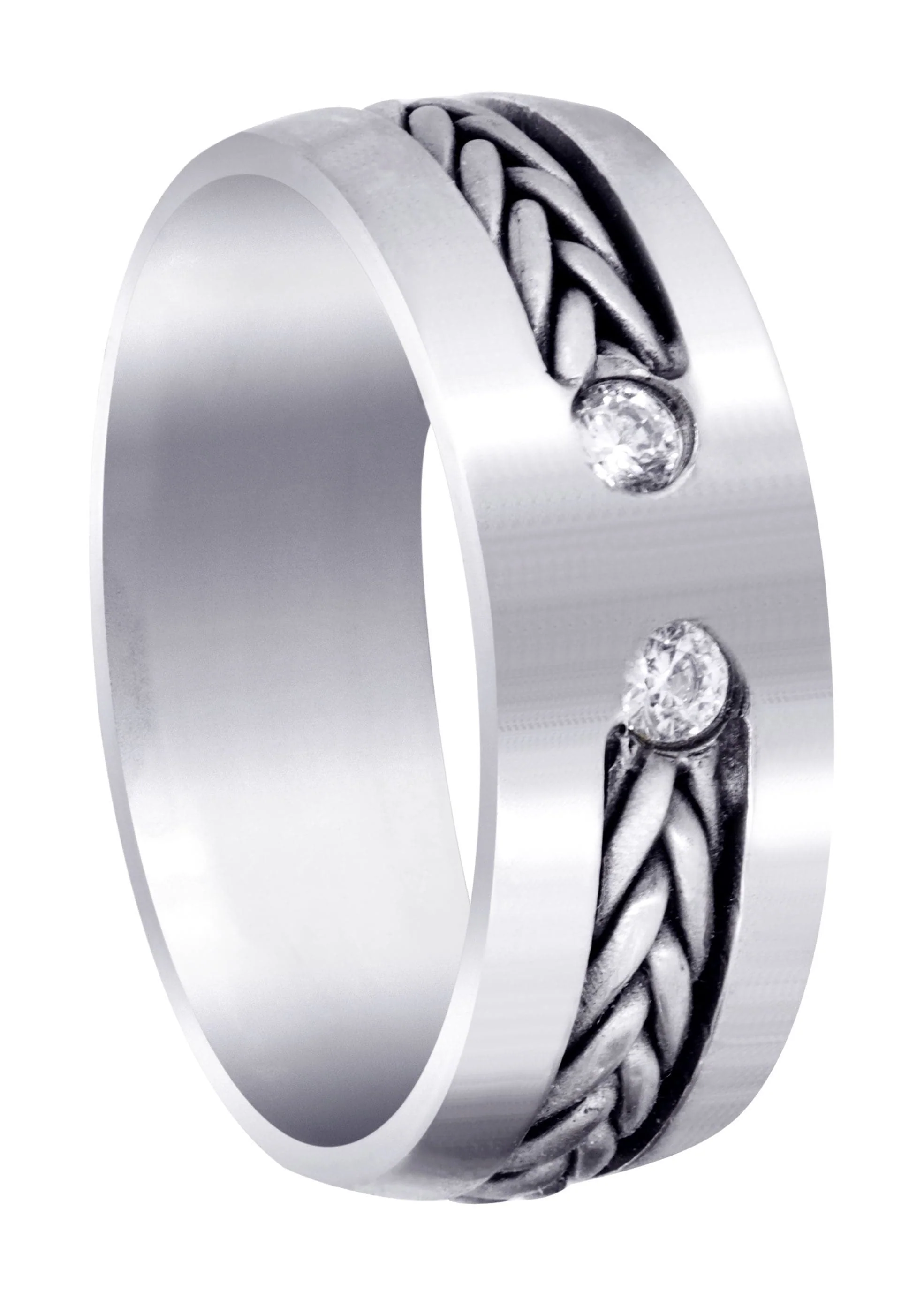 Diamond Mens Wedding Band | 0.14 Carats | Satin Finish (Emilio)