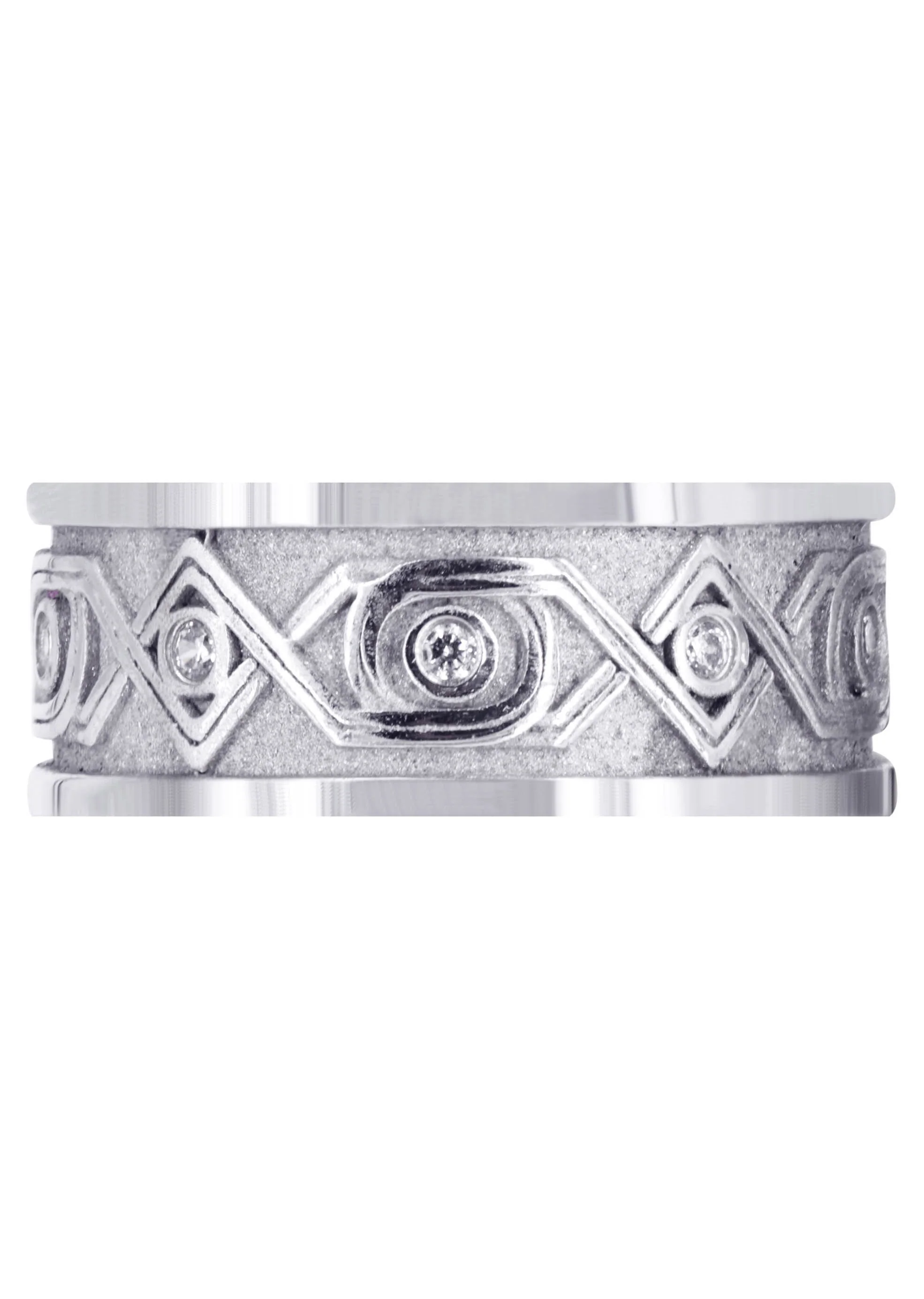 Unique Mens Wedding Band | 0.15 Carats | Sand Blast / High Polish Finish (Finley) - Image 2