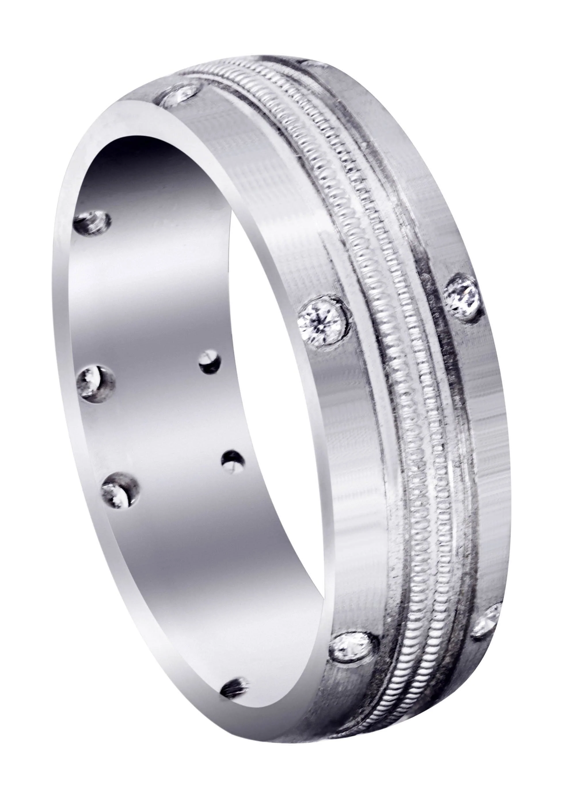 Diamond Mens Wedding Band | 0.18 Carats | Satin Finish (Walker)