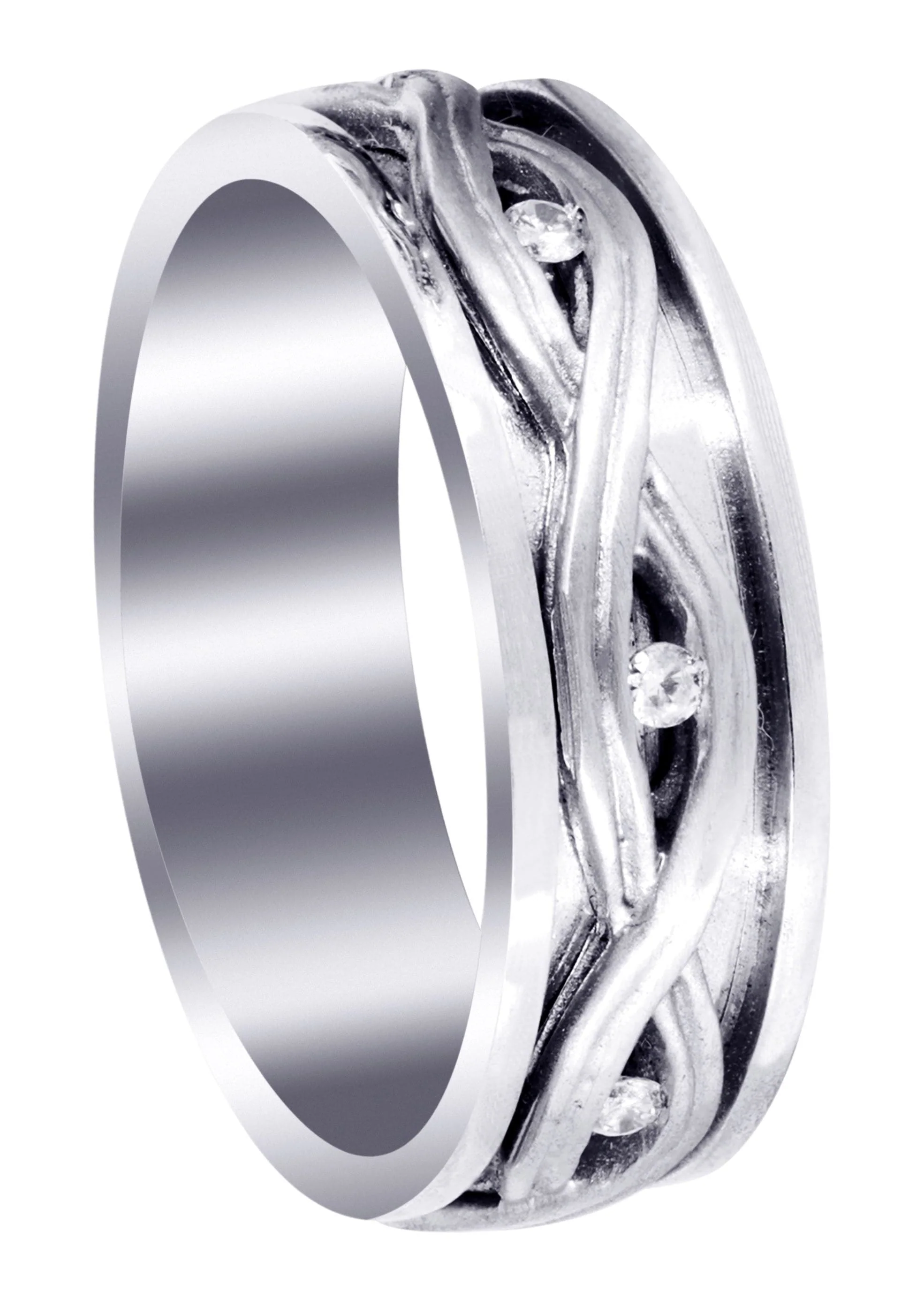 Diamond Unique Mens Wedding Band | 0.21 Carats | Satin Finish (Dexter)