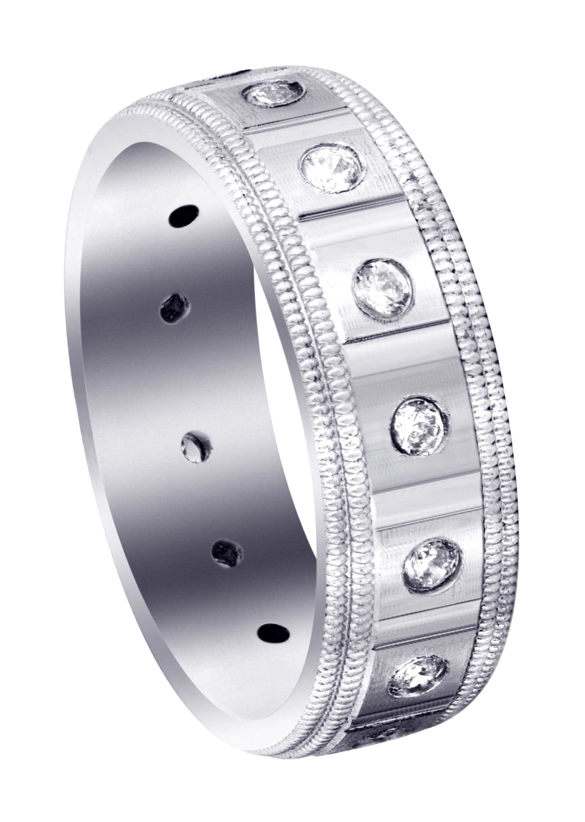 Diamond Mens Wedding Band | 0.45 Carats | Satin / High Polish Finish